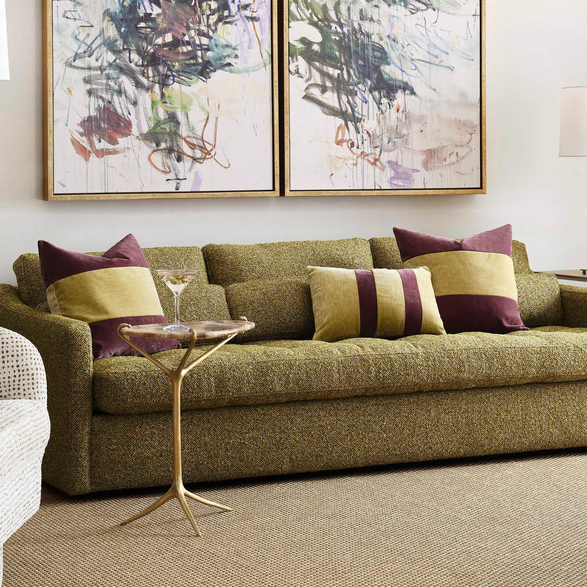 Straight Down The Middle Velvet Cushion