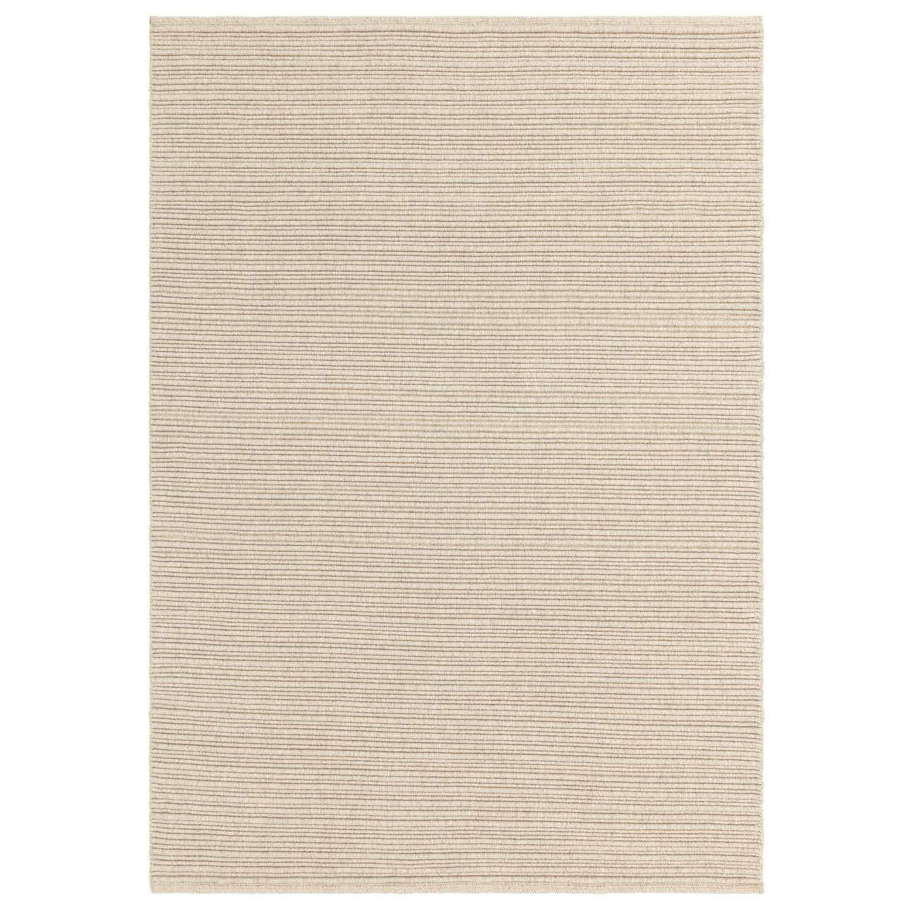 Ravine Ivory ribbed wool rug on a white background showing full texture and looped weave