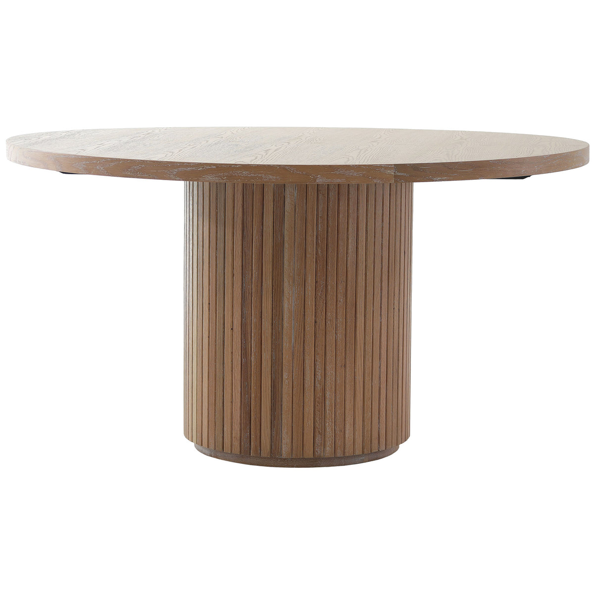 Reeded Round Dining Table – Oak, 140cm