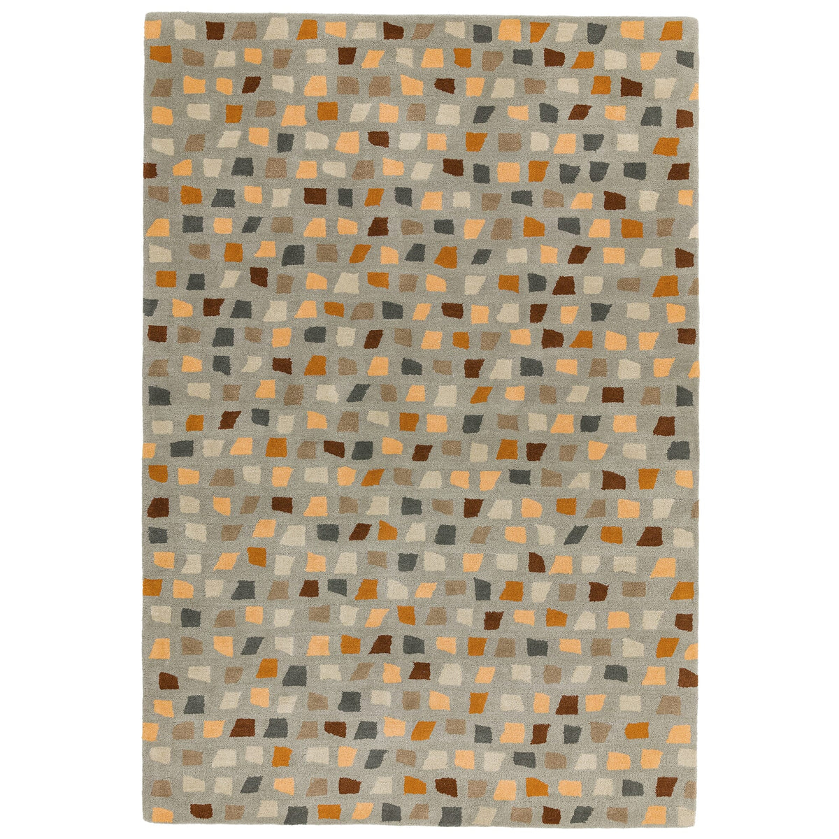 Reef Pixel Grey Multi wool rug shown on a white background