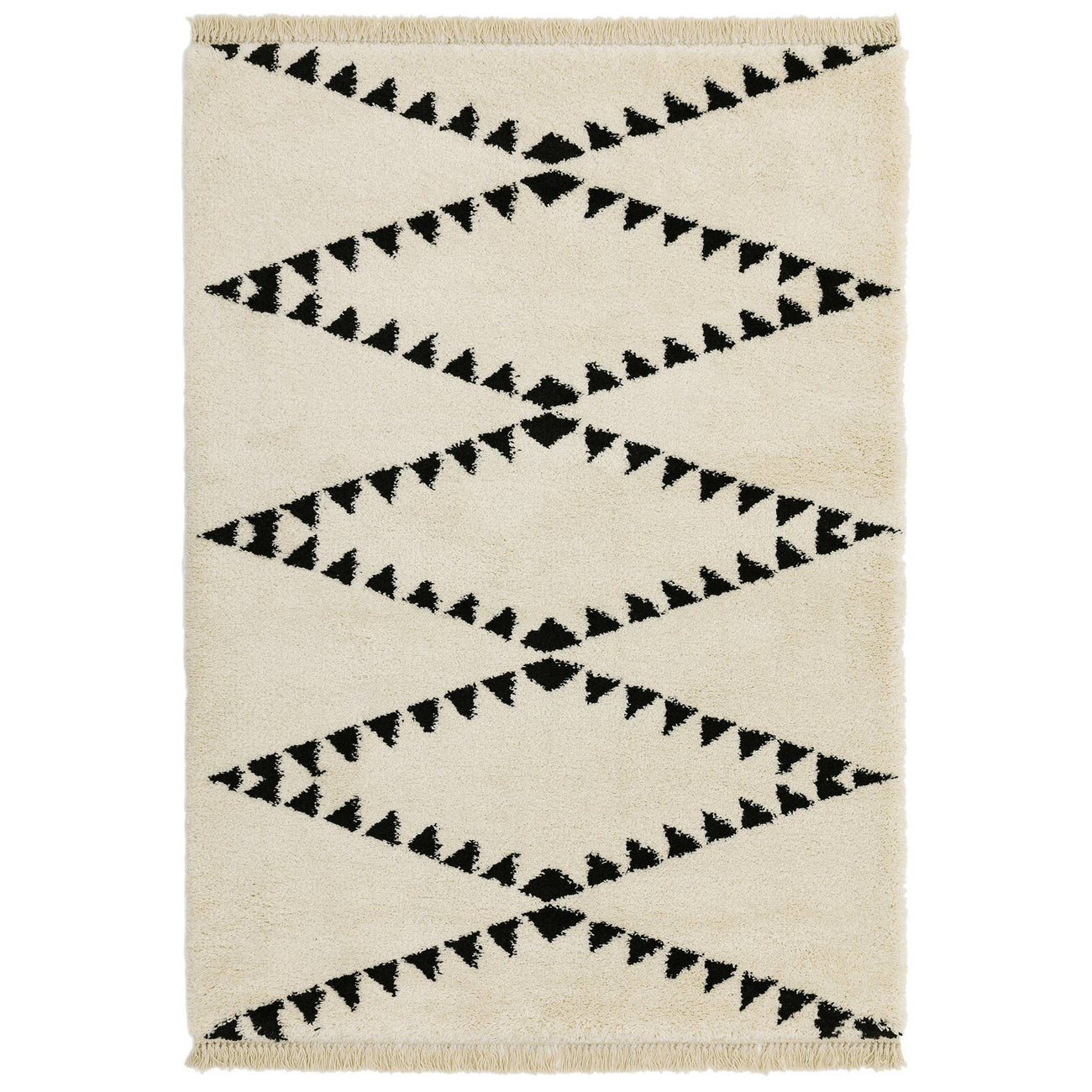 Rocco Cream Moroccan Berber-style shaggy rug on a white background