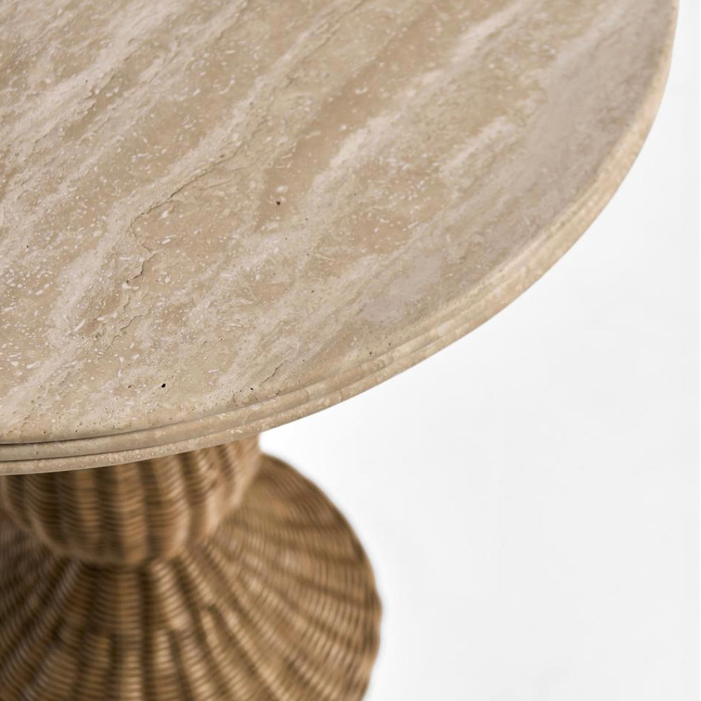 Palm Court Round Travertine Side Table