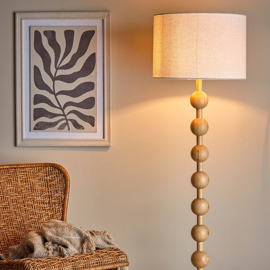 Giacoma Floor Lamp - Natural Rubberwood