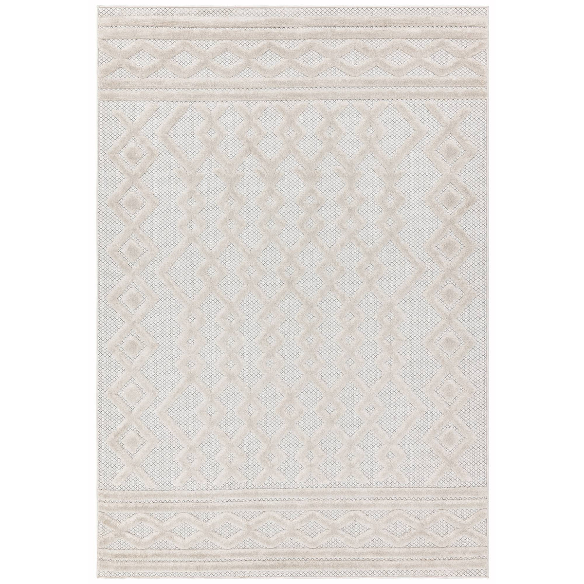 Salta White Links indoor outdoor rug on white background