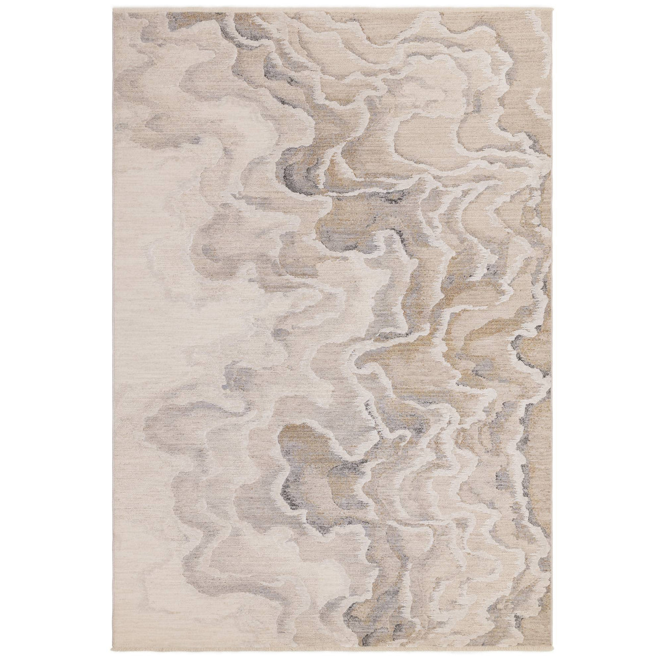 Seville Setas abstract rug in natural tones, high-low woven texture, full view