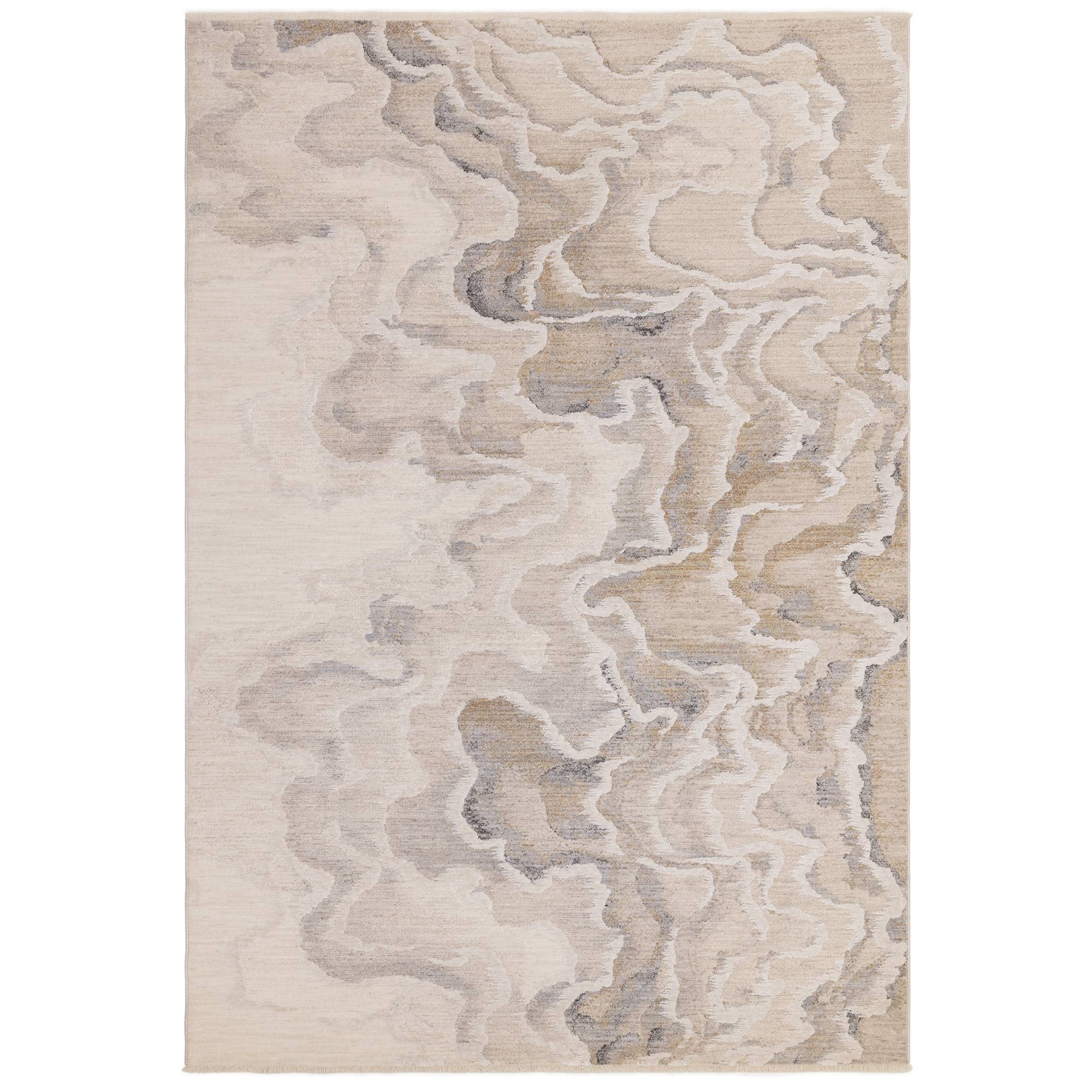 Seville Setas abstract rug in natural tones, high-low woven texture, full view