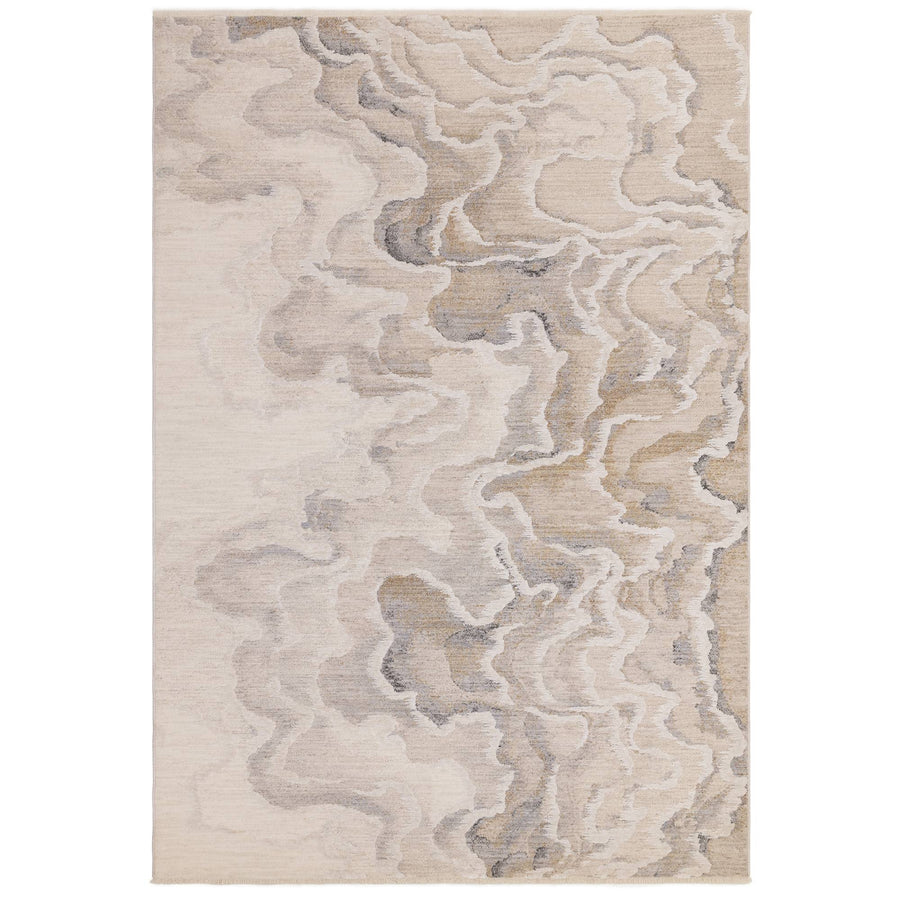 Seville Setas abstract rug in natural tones, high-low woven texture, full view