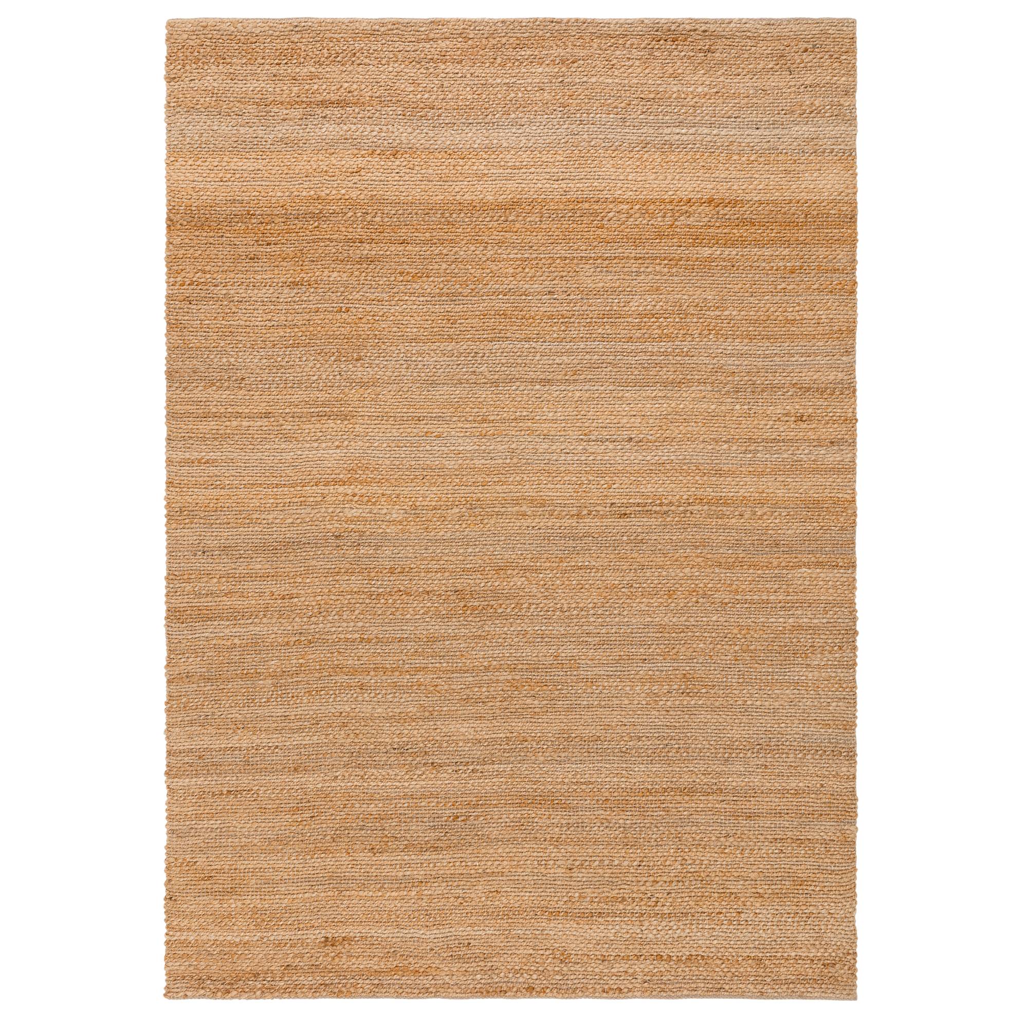 Simplicity Natural jute rug on a white background, full view