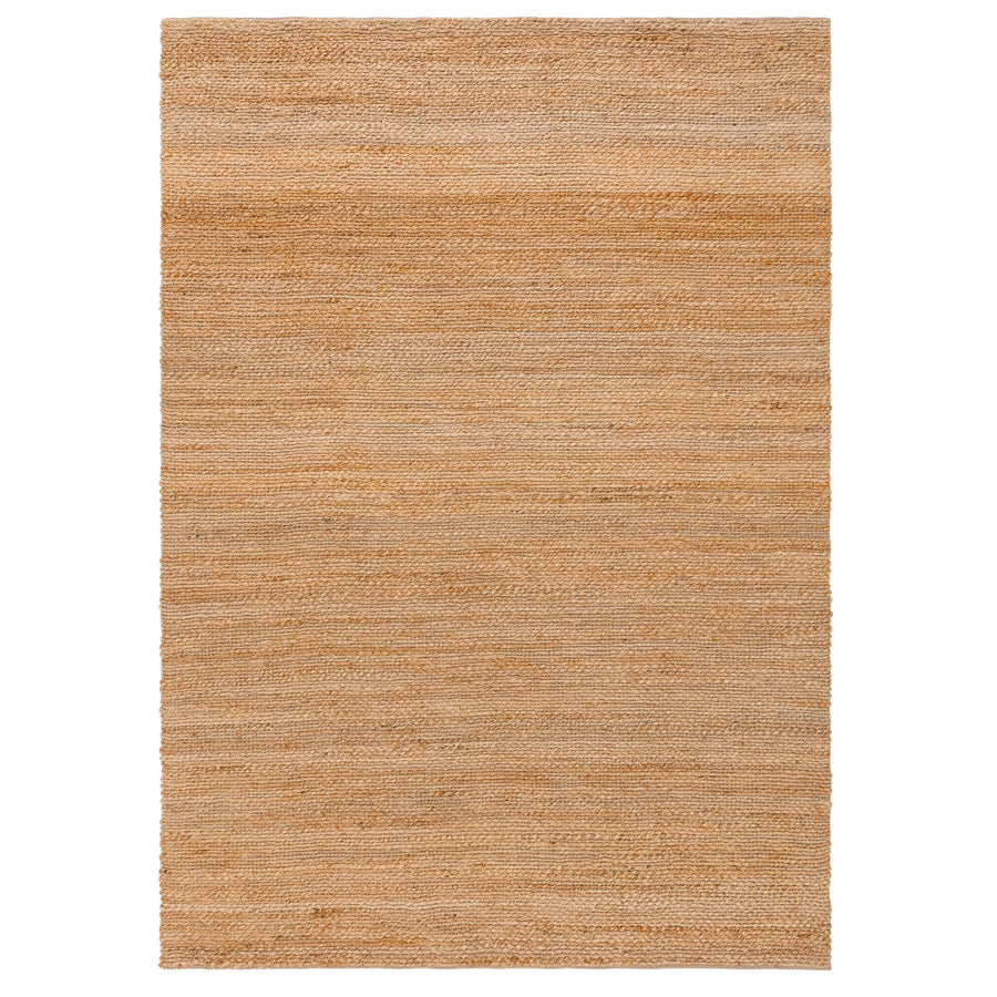 Simplicity Natural jute rug on a white background, full view