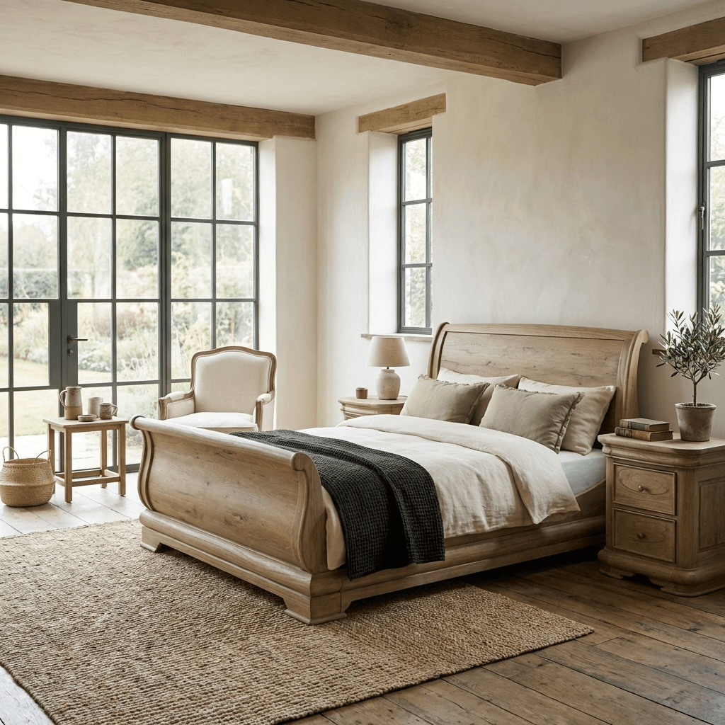 Fulbrook Oak King Size Sleigh Bed