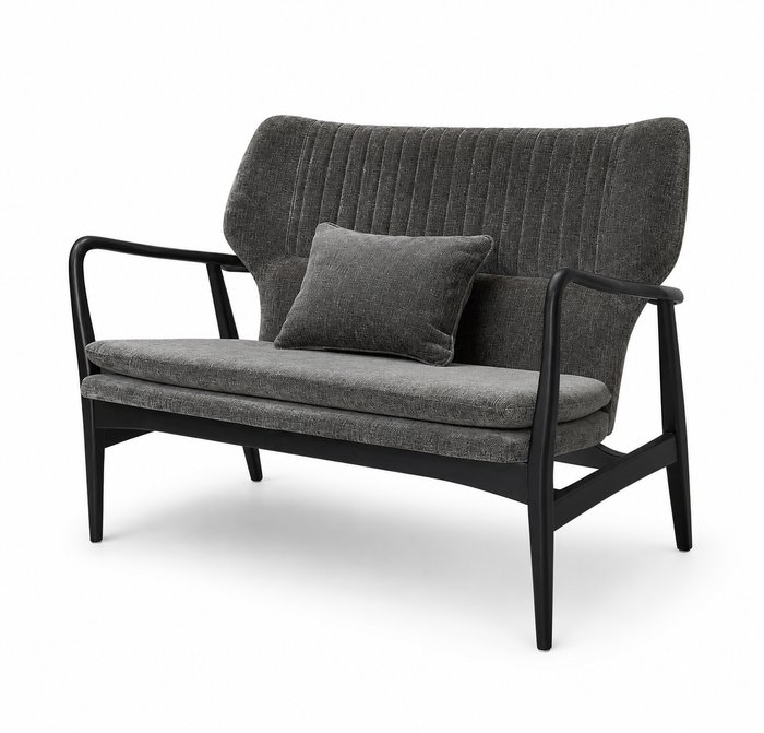 Oakham 2 Seater Sofa in painted black and mouse — front view