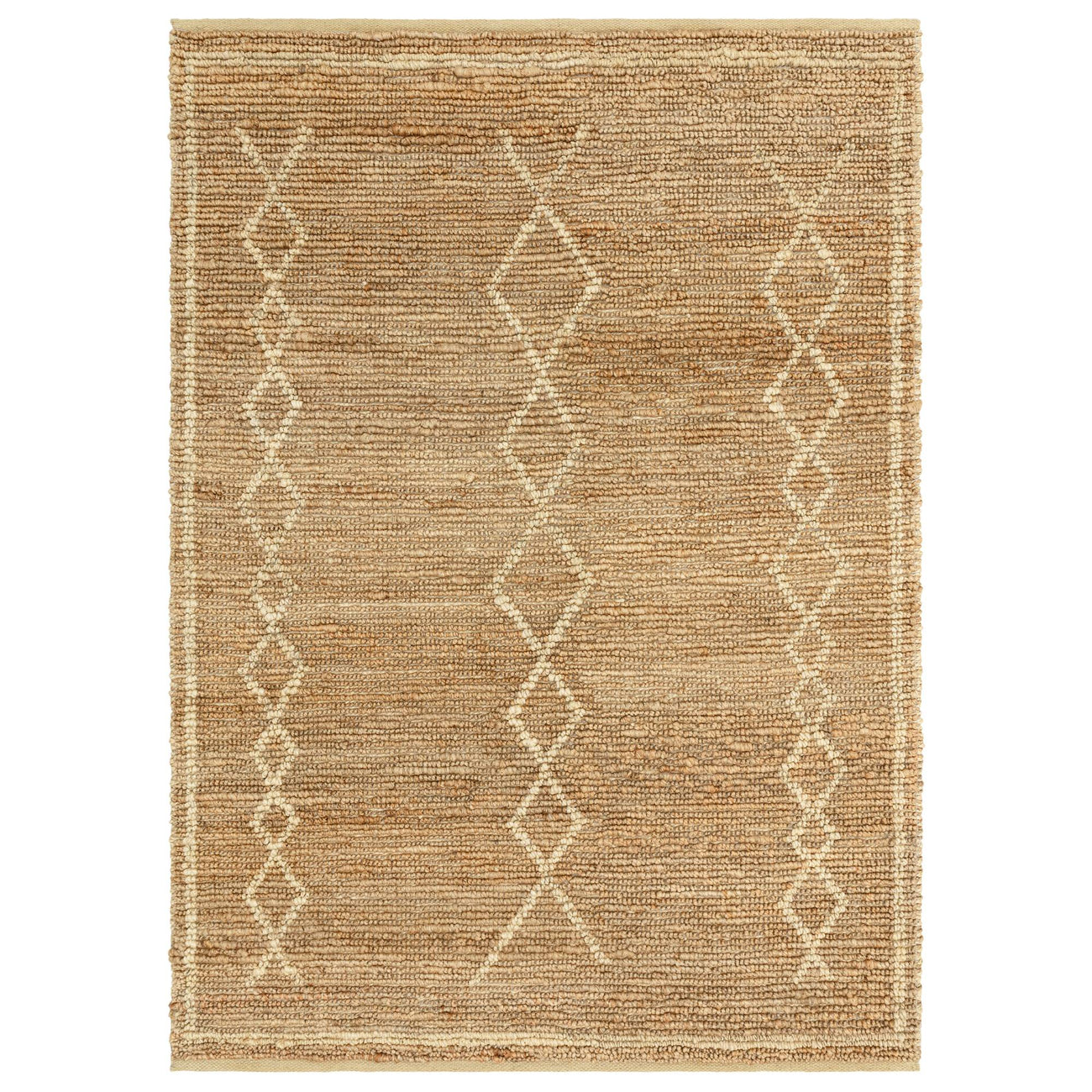 Souk Natural jute rug with Berber-inspired pattern on white background
