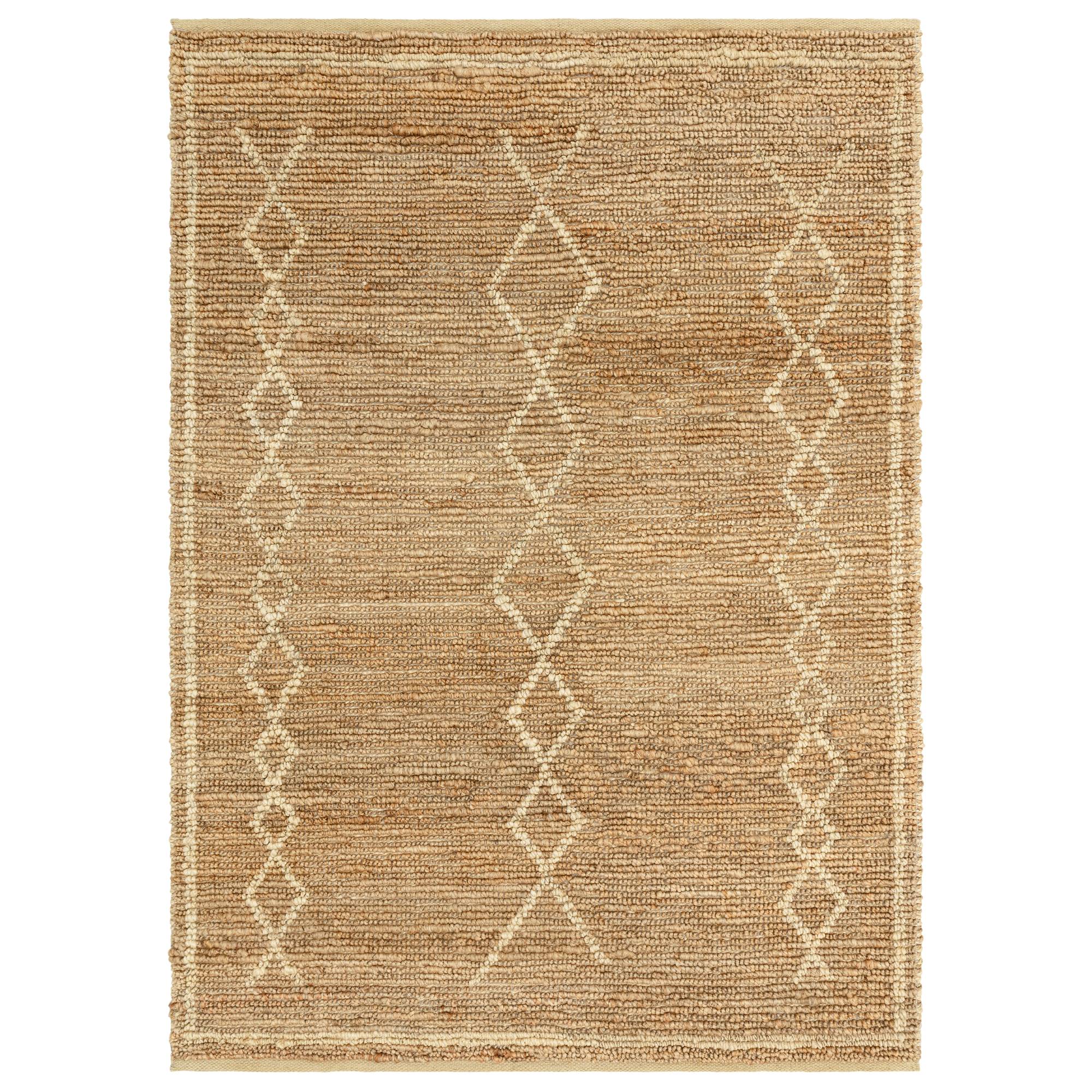 Souk Natural jute rug with Berber-inspired pattern on white background