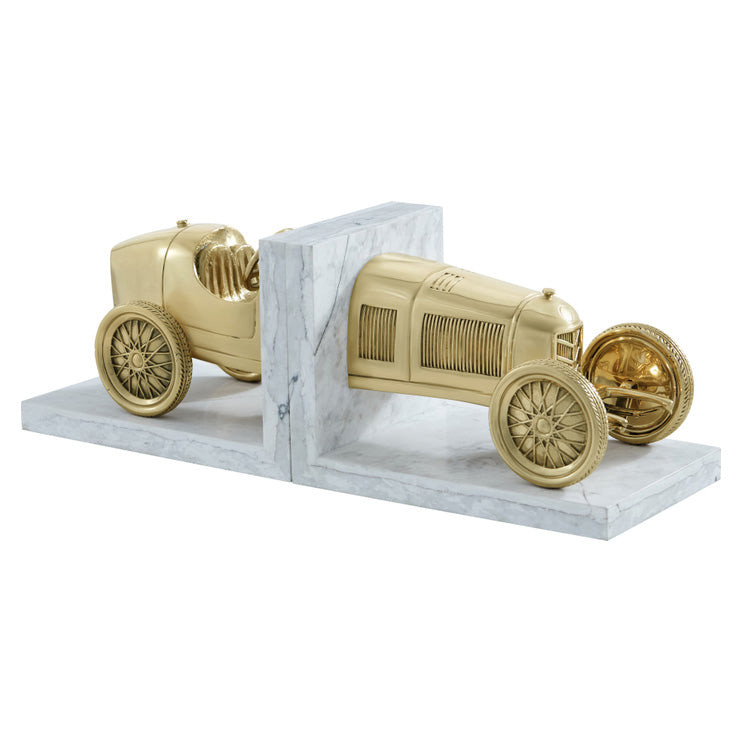 Book of Speed Bookends – Polished Brass and Quartz