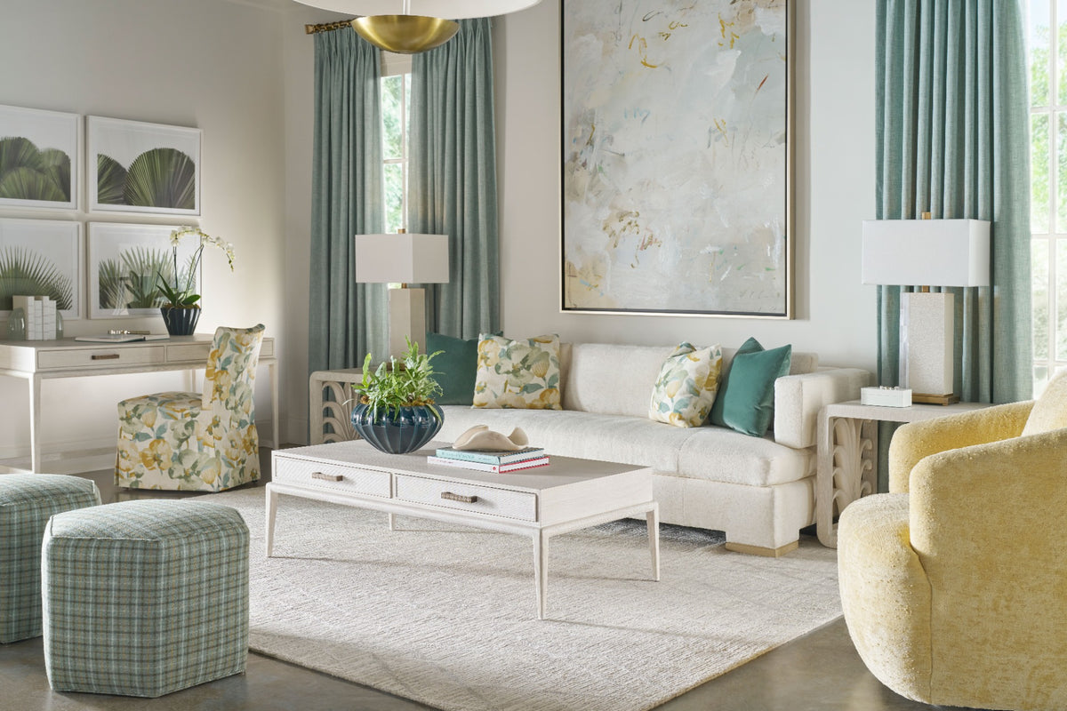 Singer Coffee Table with Wallpaper Drawer Fronts