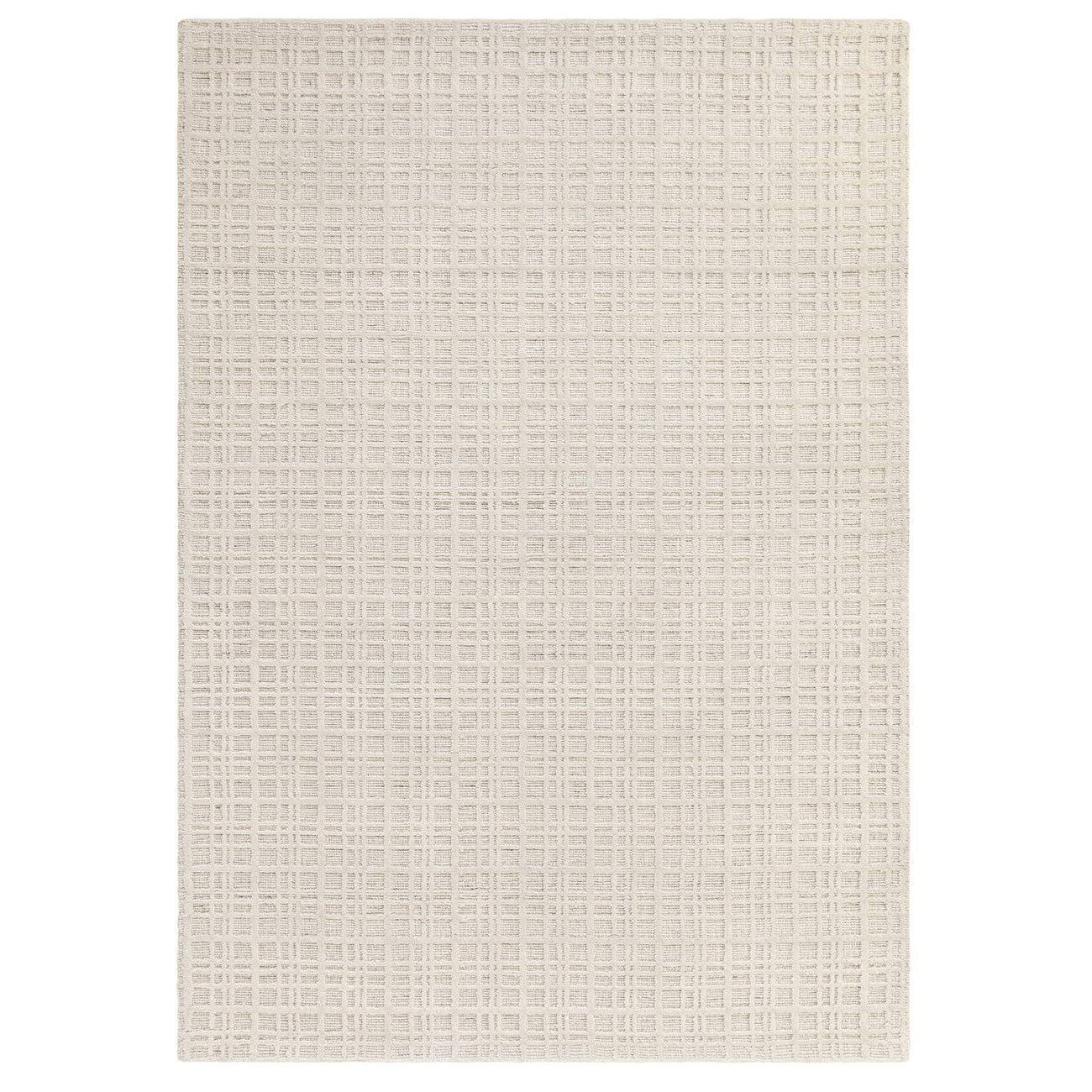 Thatch Ecru hand-woven wool rug on white background