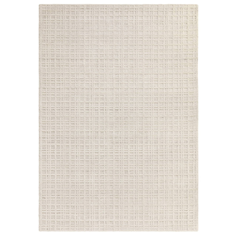 Thatch Ecru hand-woven wool rug on white background