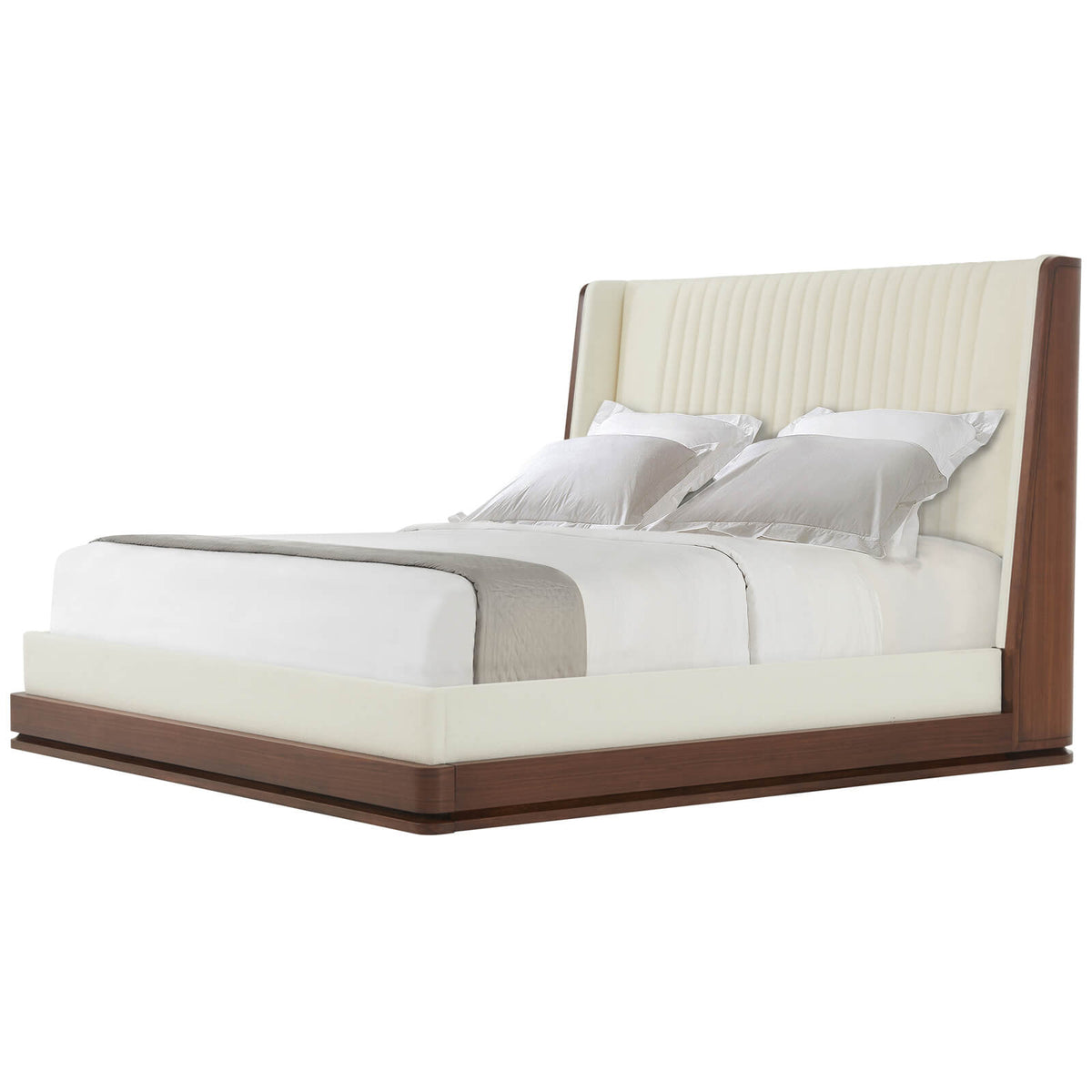 Coronet Walnut and Upholstered Channel Super King Bed