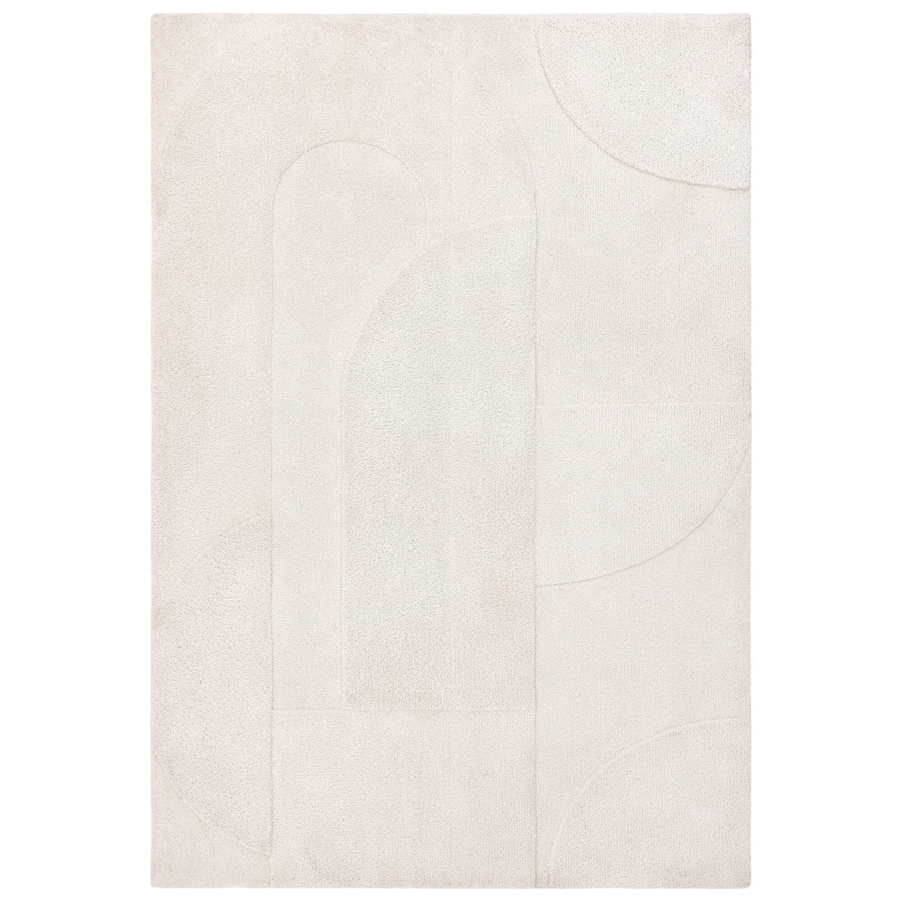 Tova Ivory carved geometric rug on white background