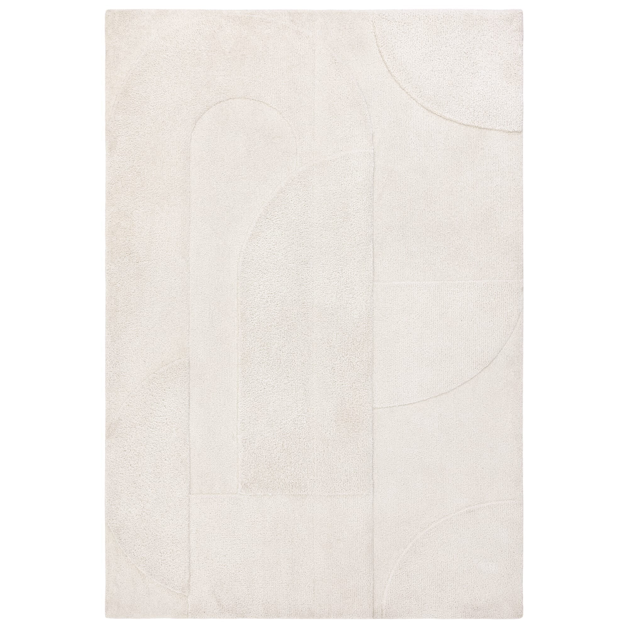 Tova Ivory carved geometric rug on white background