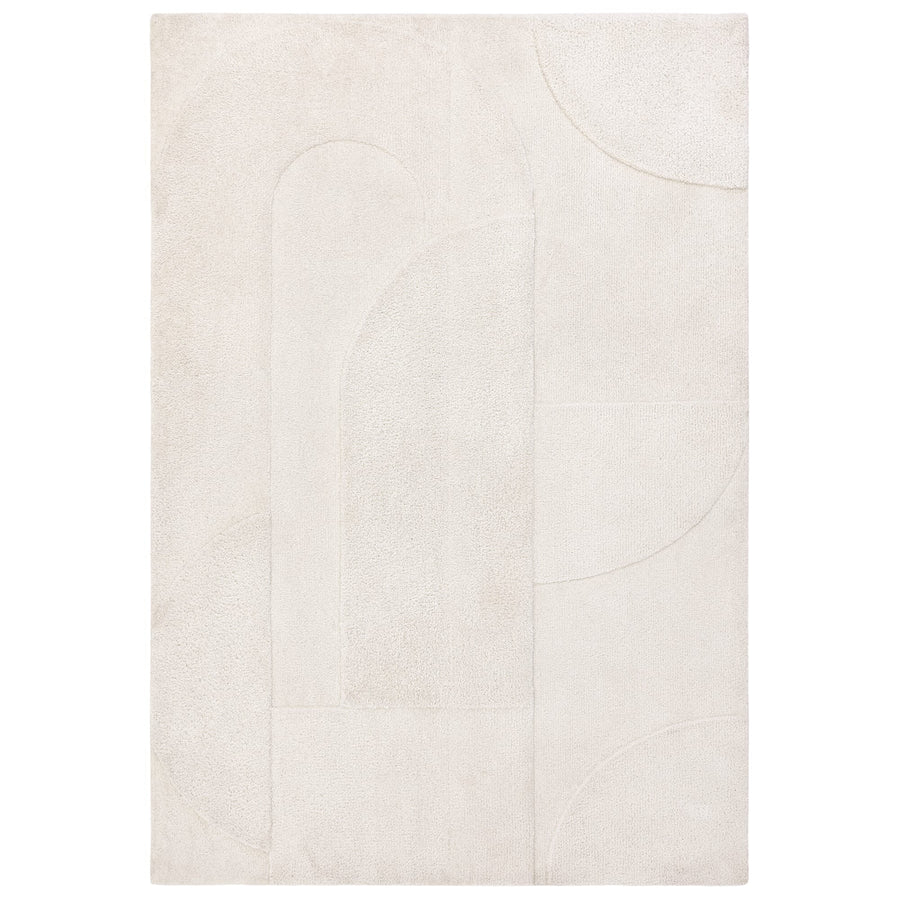 Tova Ivory carved geometric rug on white background
