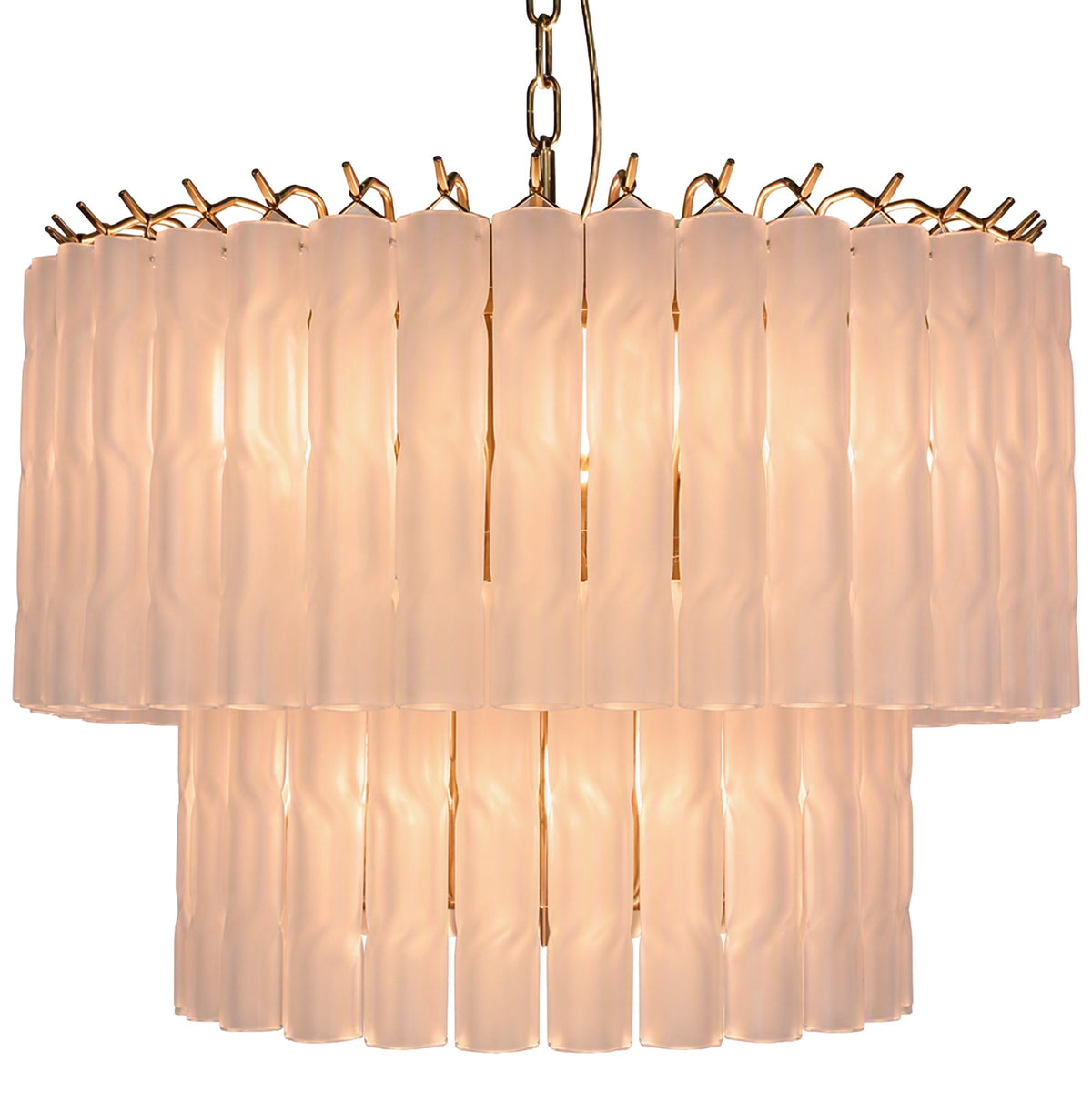 Twisted Frost Glass Chandelier – Small