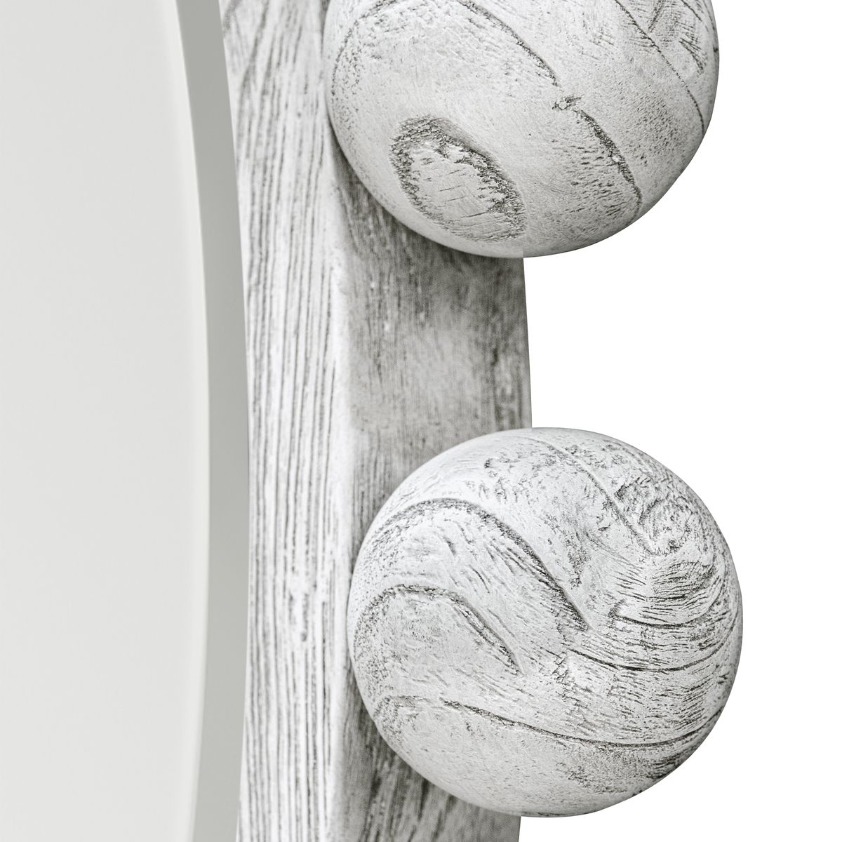 Cyra Wood Round Mirror – Aged Ivory