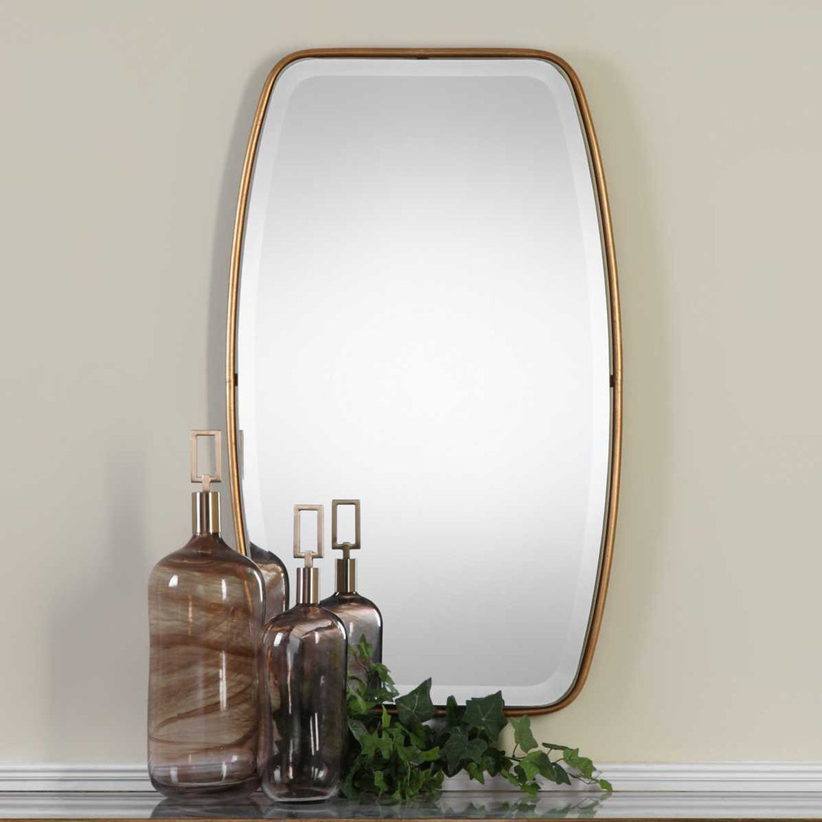 Canillo Rectangular Mirror – Antiqued Gold