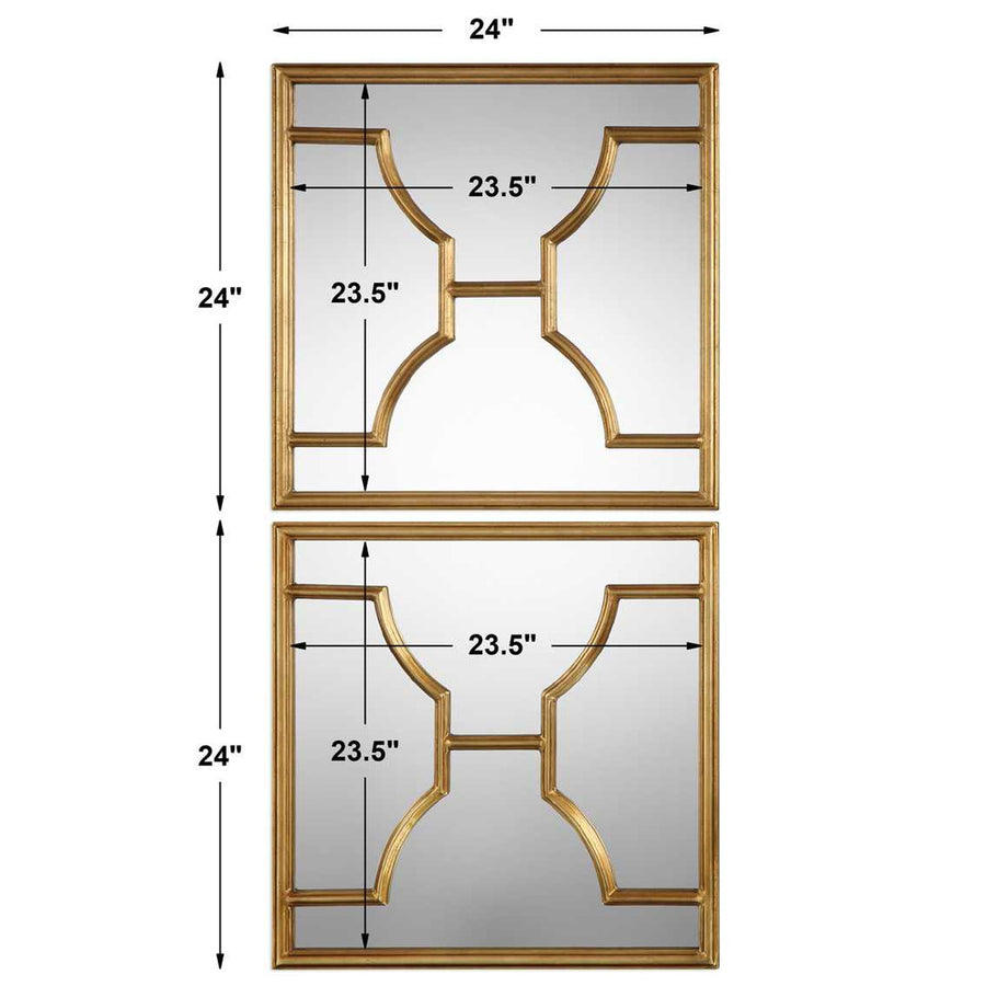 Misa Square Mirrors in Gold – Set of 2