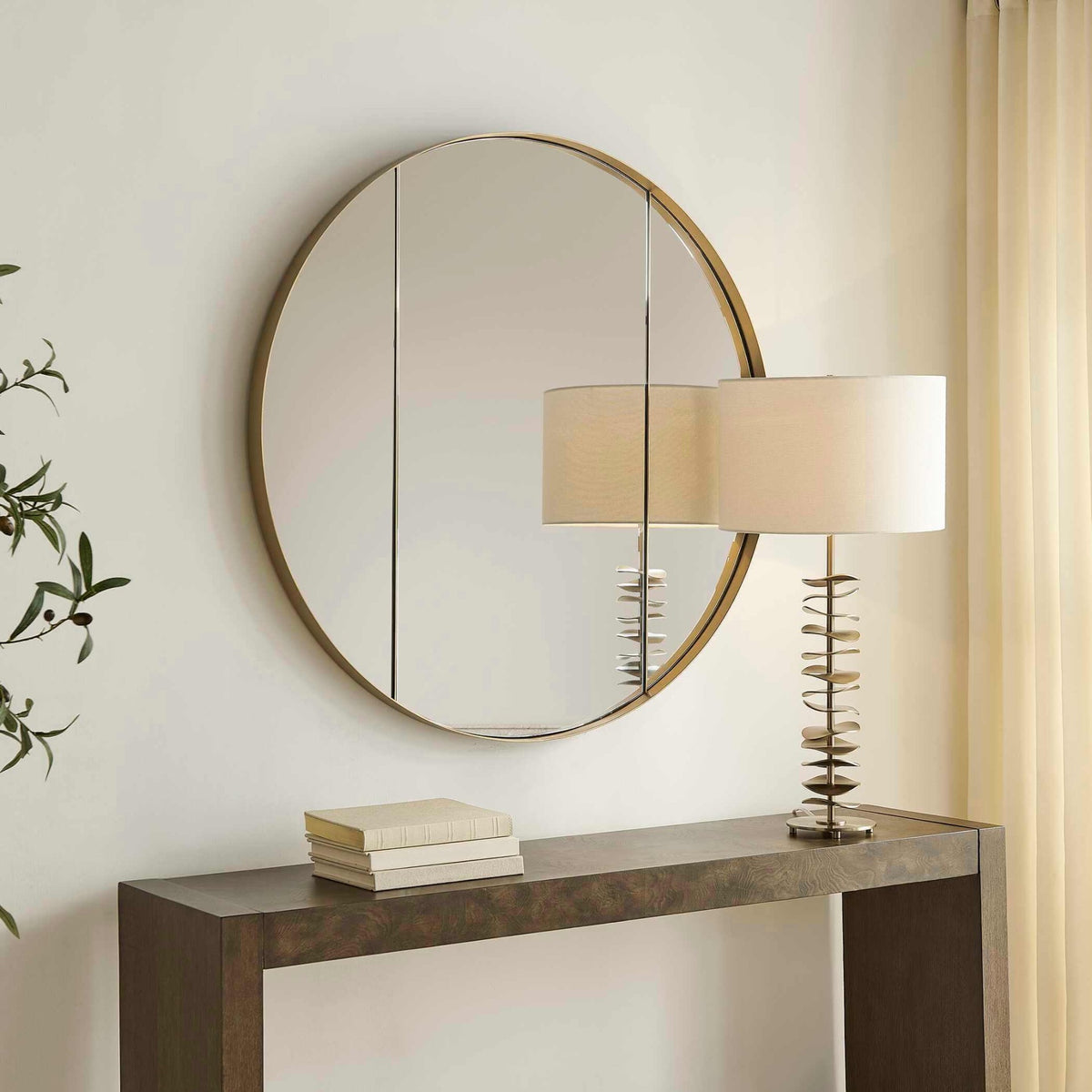 Amram Antique Brass Round Mirror