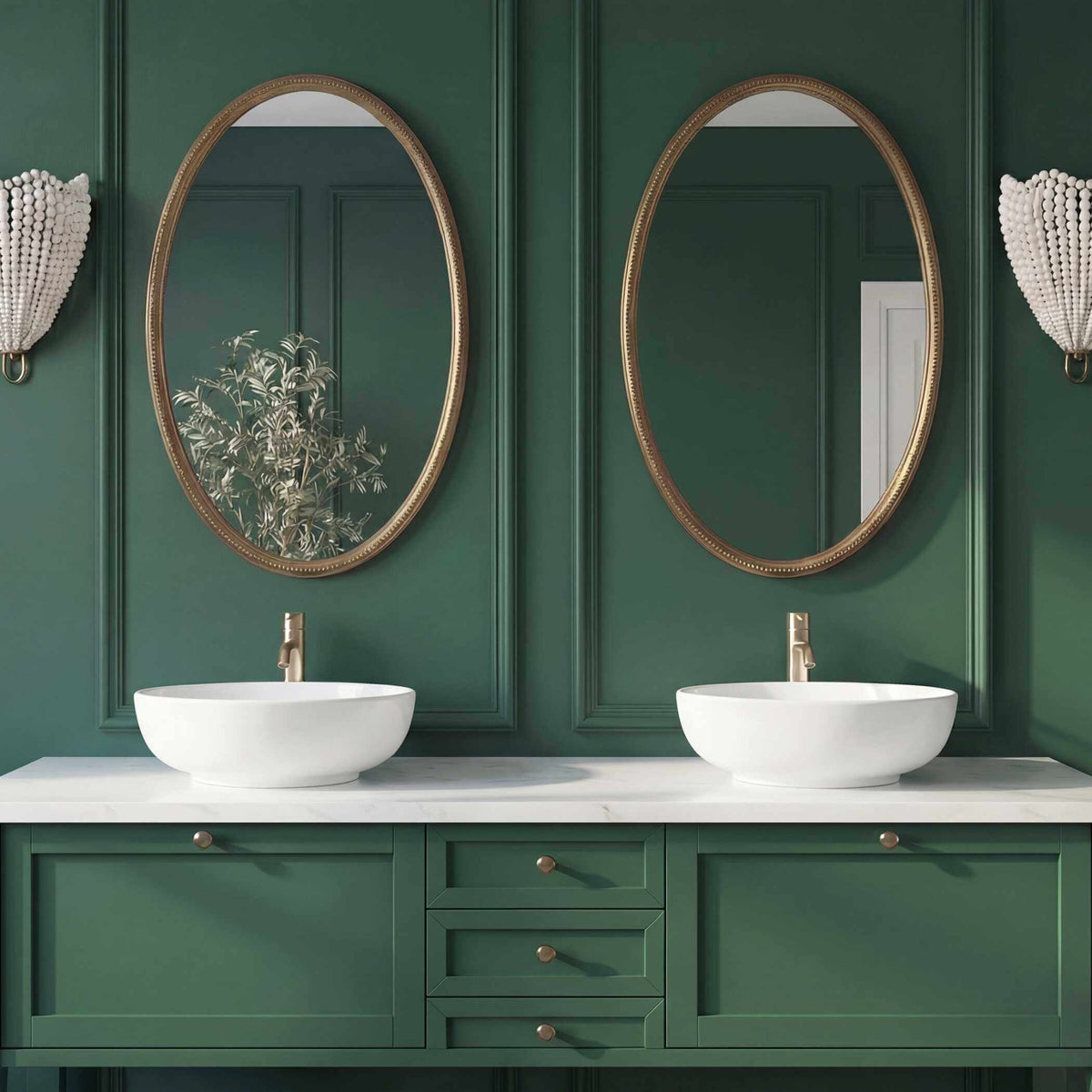 Ellis Beaded Brass Oval Mirror