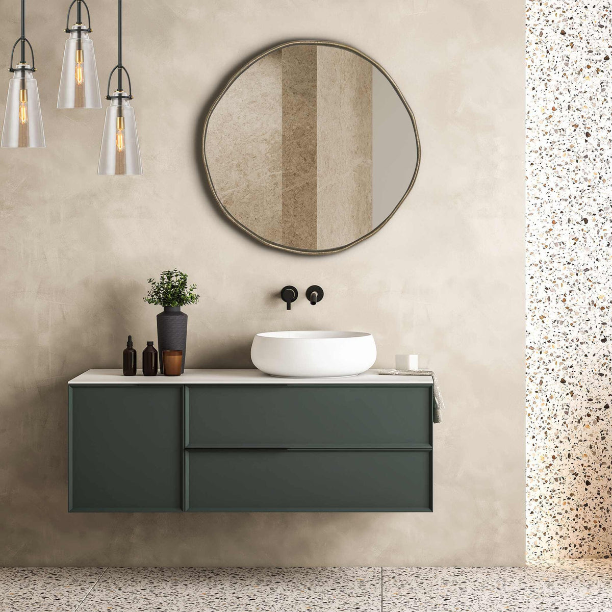 Lowen Round Mirror – Antique Brass