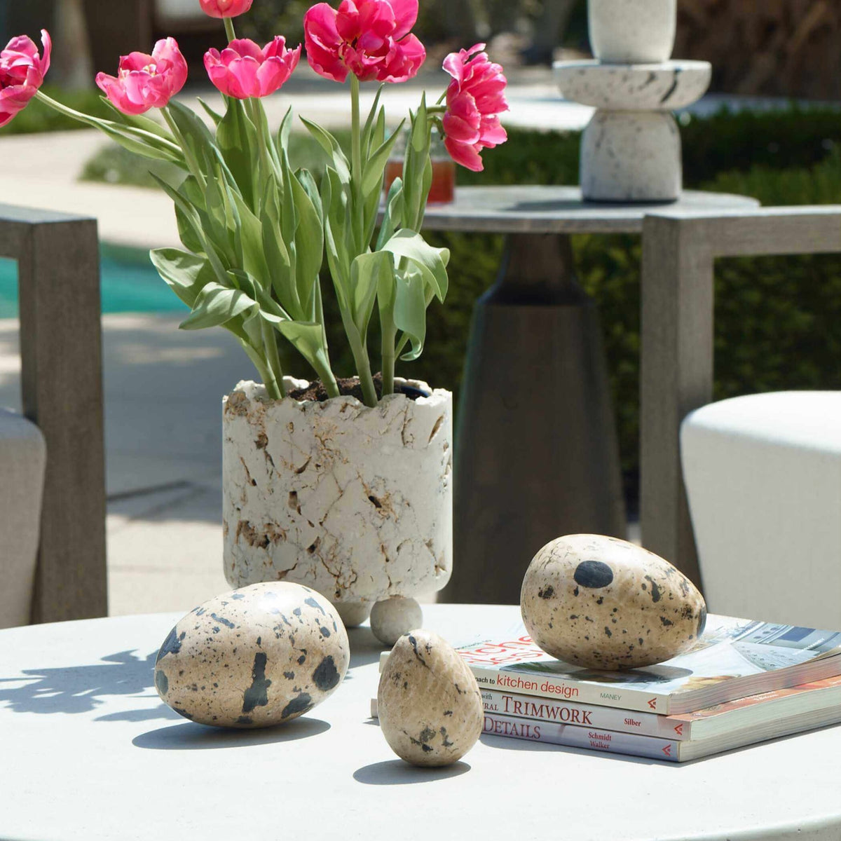 Nest Trio Indoor-Outdoor Stone Eggs – Set of 3