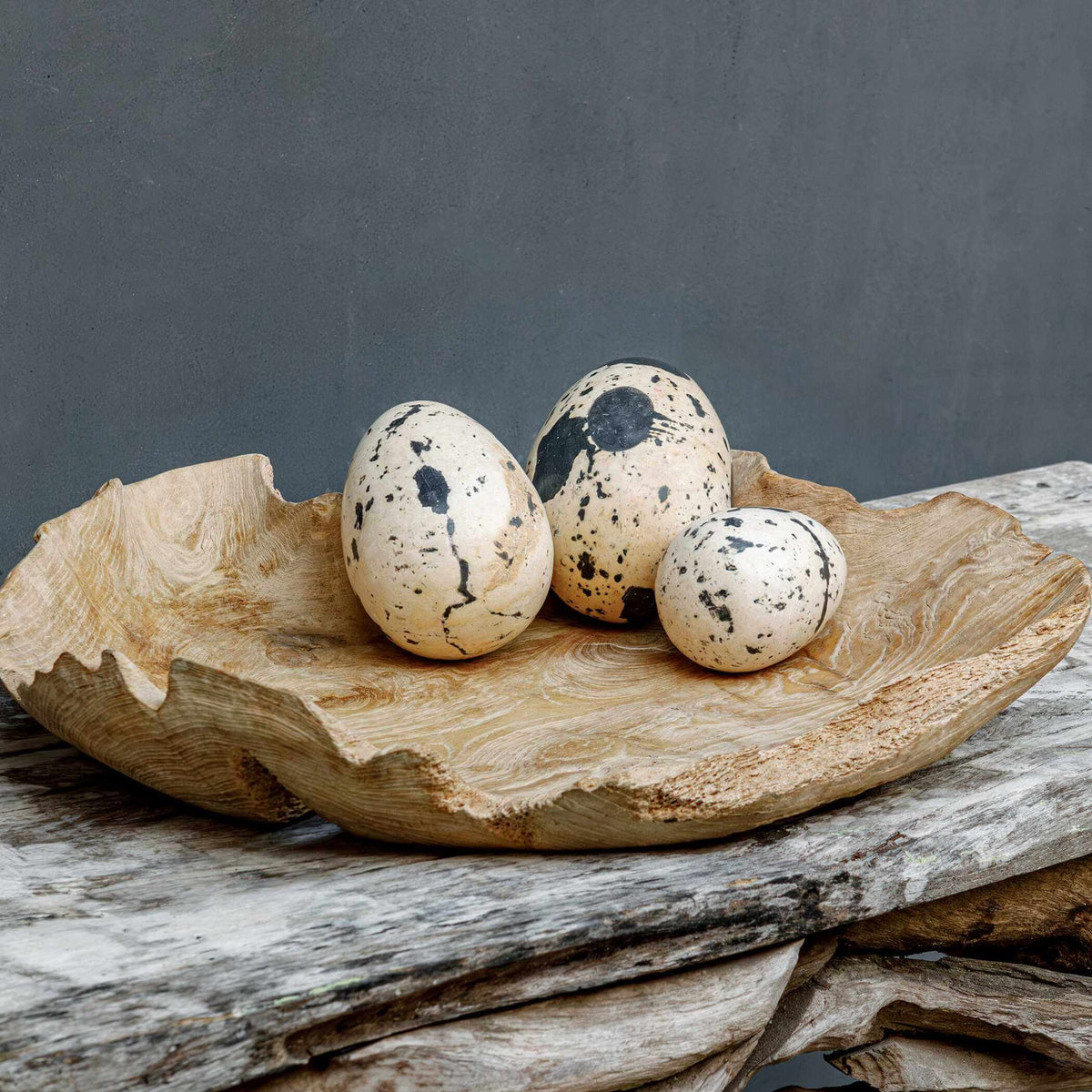 Nest Trio Indoor-Outdoor Stone Eggs – Set of 3