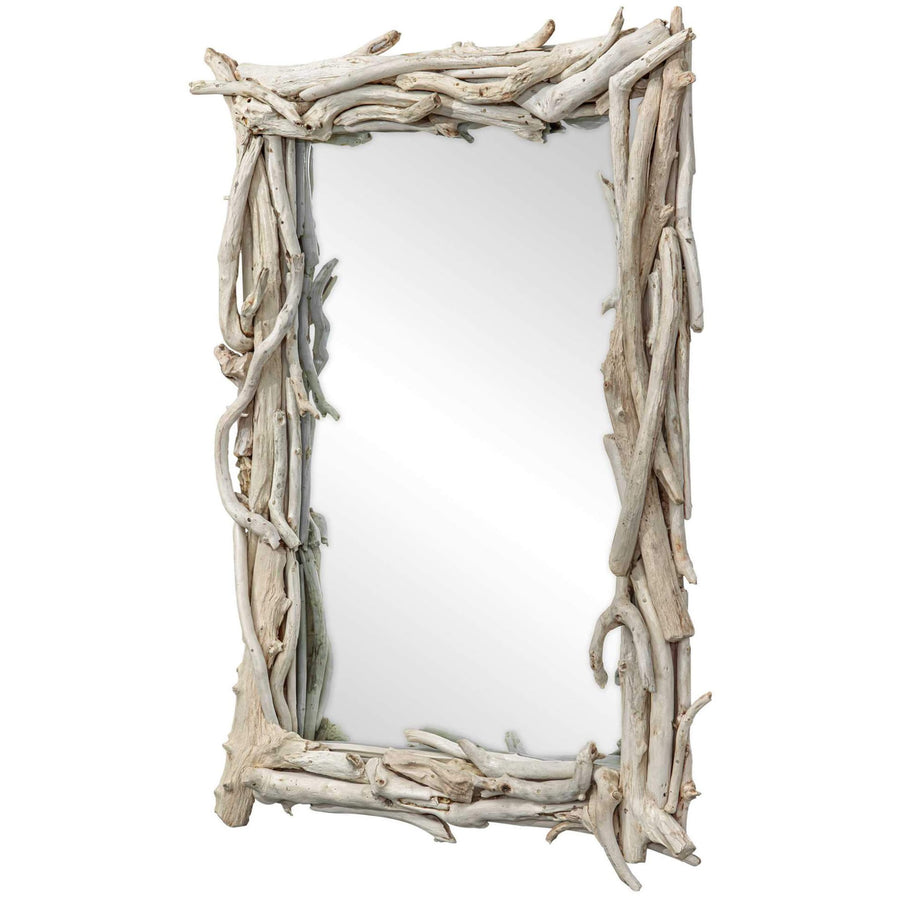 Rooted Reflection Bleached Teak Rectangular Mirror