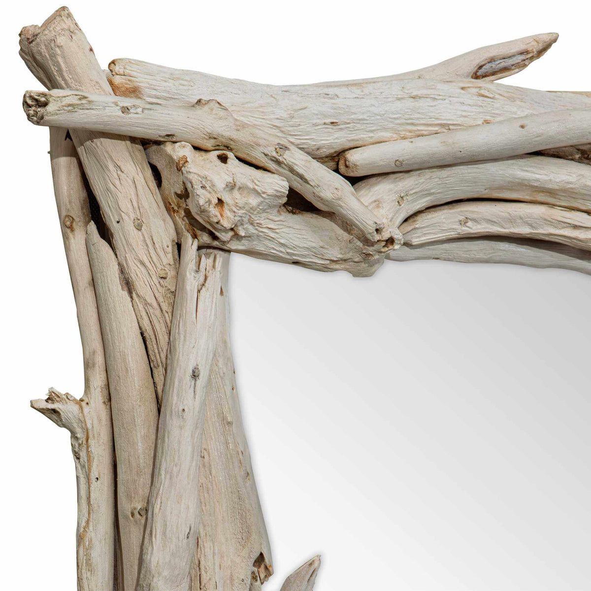 Rooted Reflection Bleached Teak Rectangular Mirror