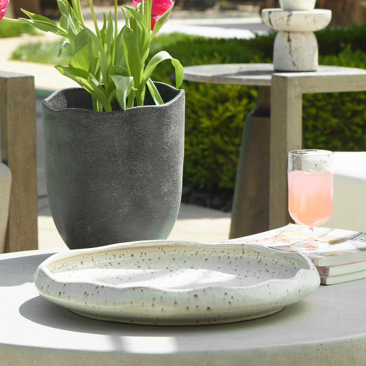 Stardust Ripple Indoor-Outdoor Bowl – White