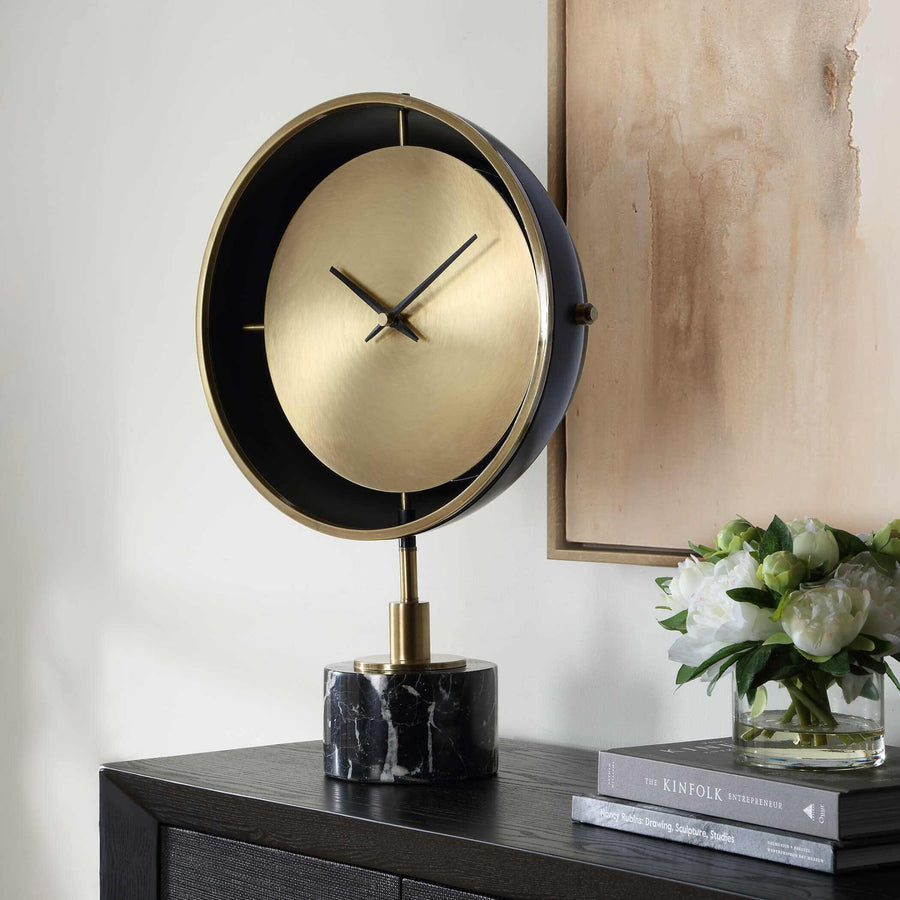 Velar Modern Table Clock – Iron and Marble