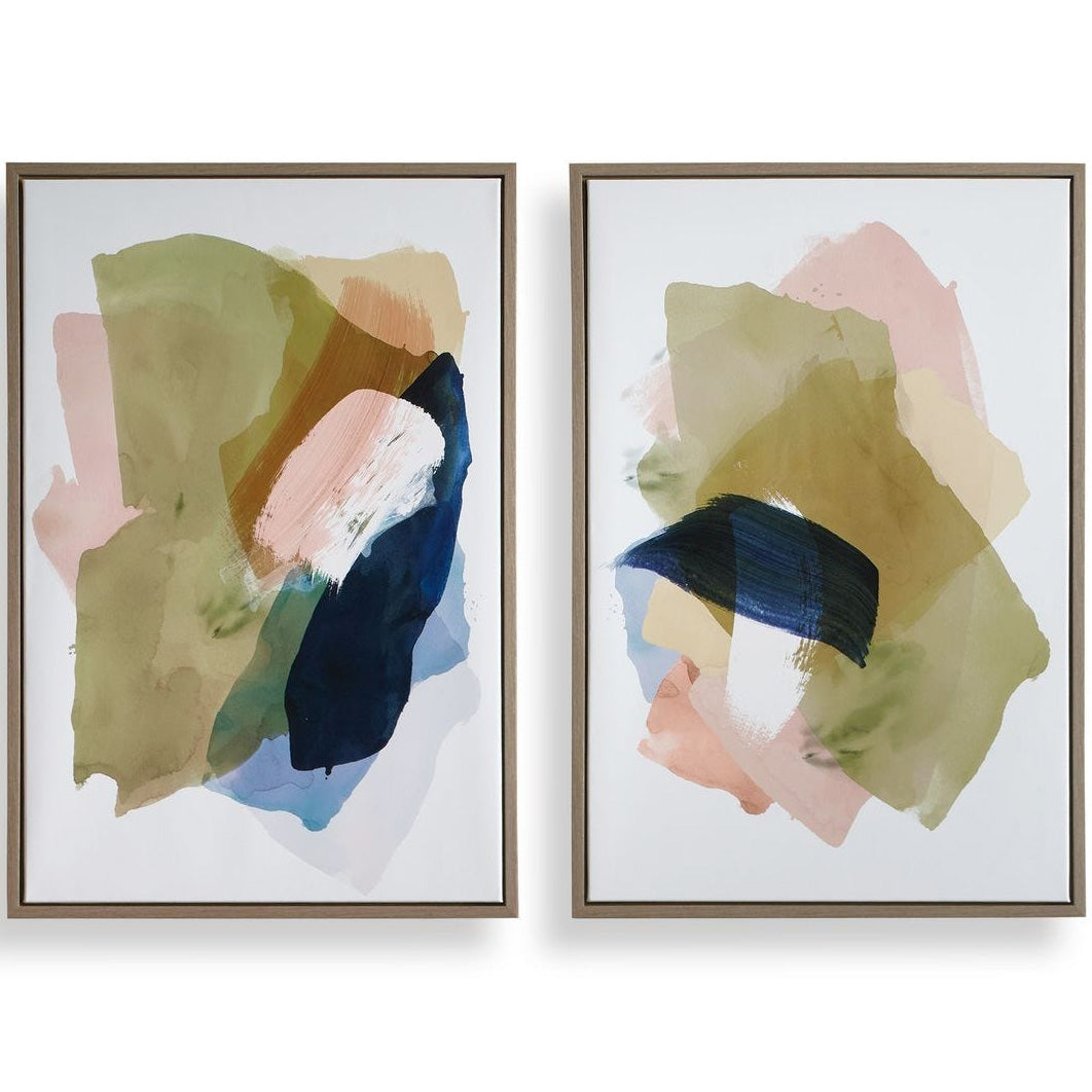 Abstract Afternoon Framed Canvases – Set of 2