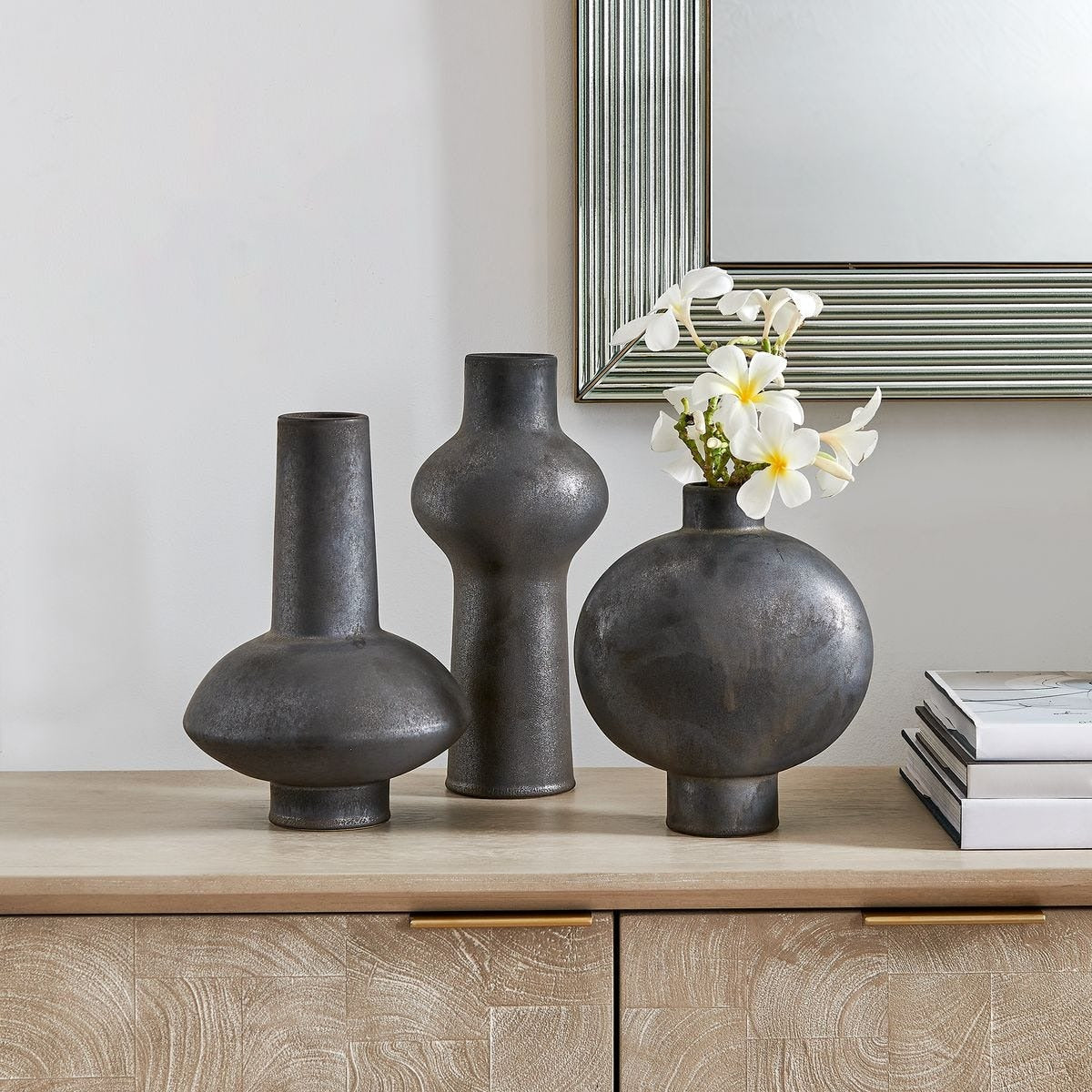 Charcoal Bloom Indoor-Outdoor Vases – Set of 3