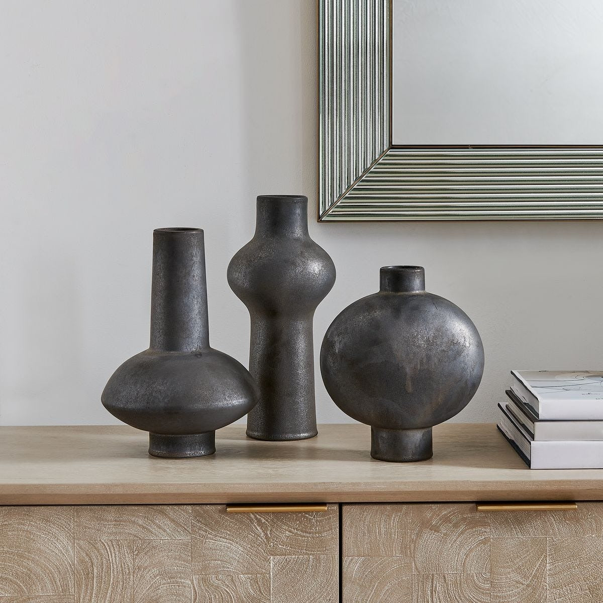 Charcoal Bloom Indoor-Outdoor Vases – Set of 3