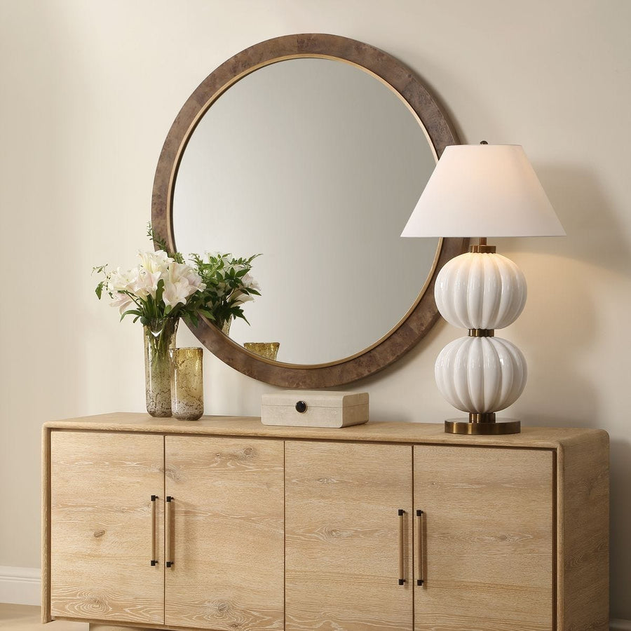Cleveland Round Mirror – Burl Wood