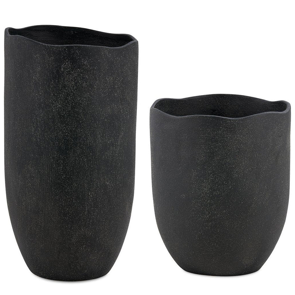 Komorebi Indoor-Outdoor Vases – Black, Set of 2