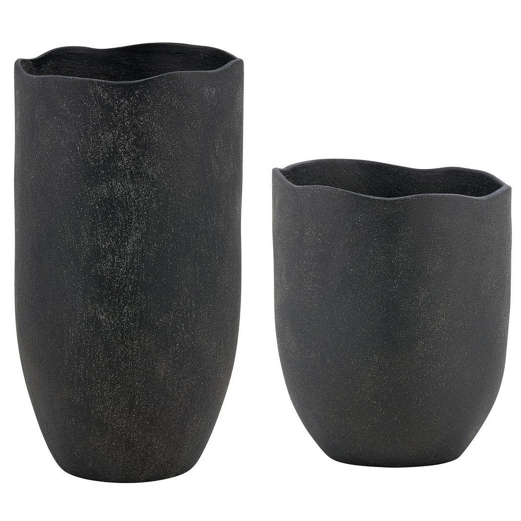 Komorebi Indoor-Outdoor Vases – Black, Set of 2