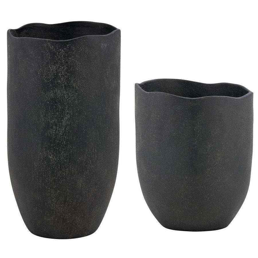 Komorebi Indoor-Outdoor Vases – Black, Set of 2