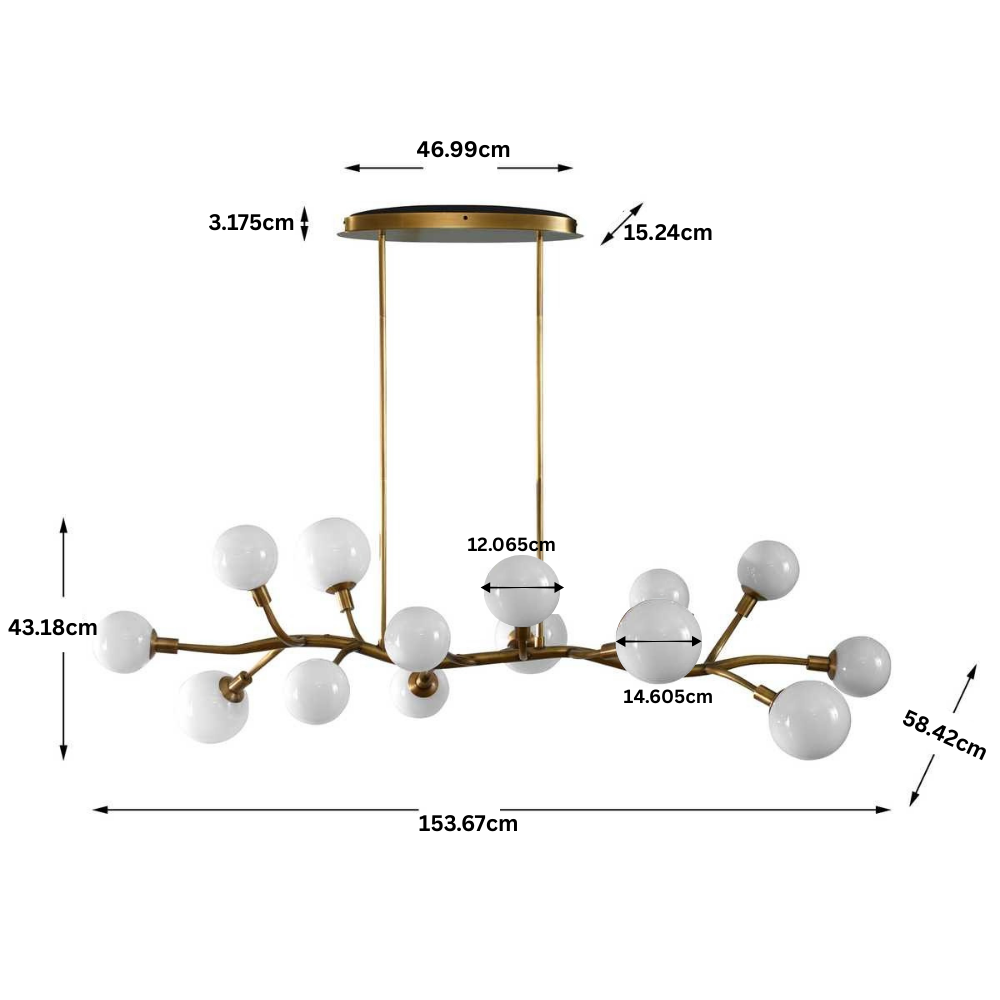 Meandering 14 Light Pendant – Antique Brass