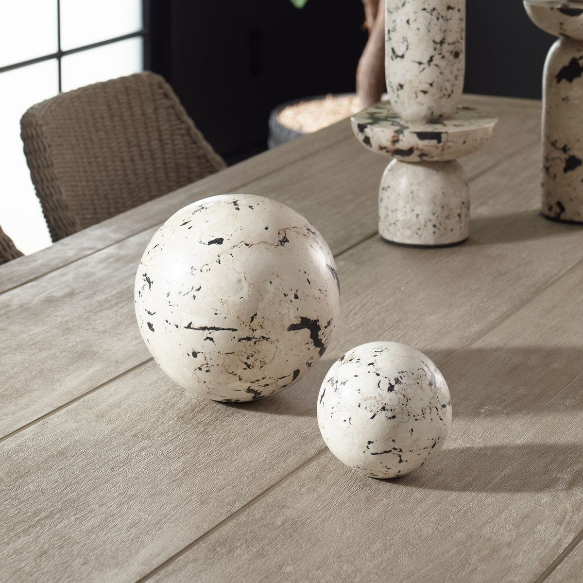 Nouveau Coral Stone Decorative Spheres – Set of 2