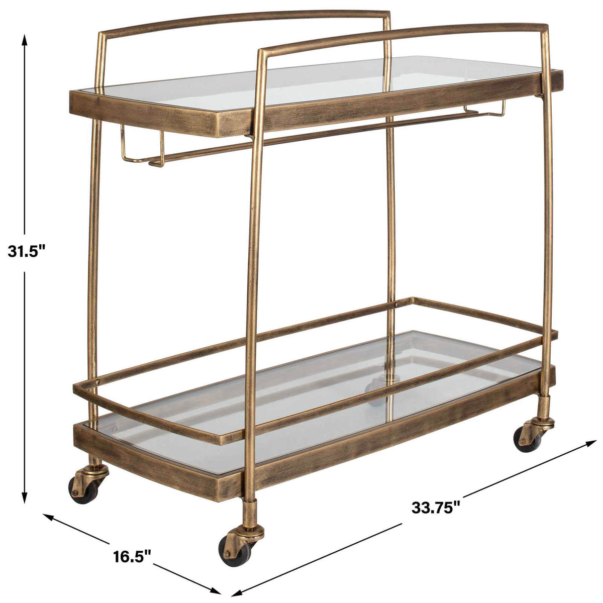 Scarritt Antique Brass Bar Cart