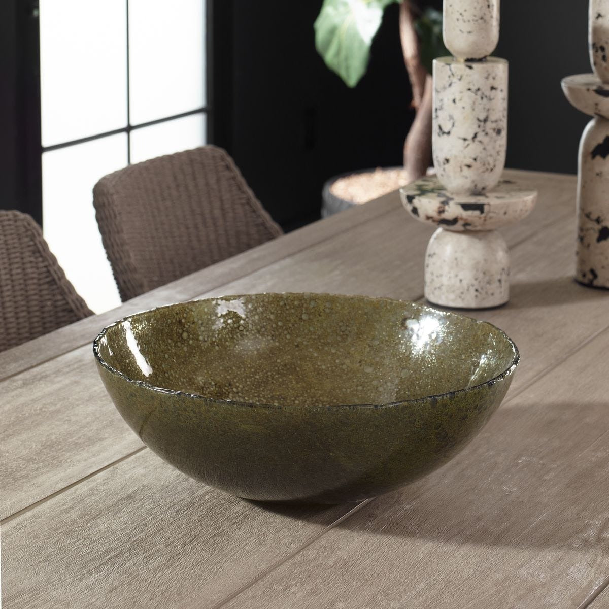 Veridian Shimmer Earthy Glass Bowl