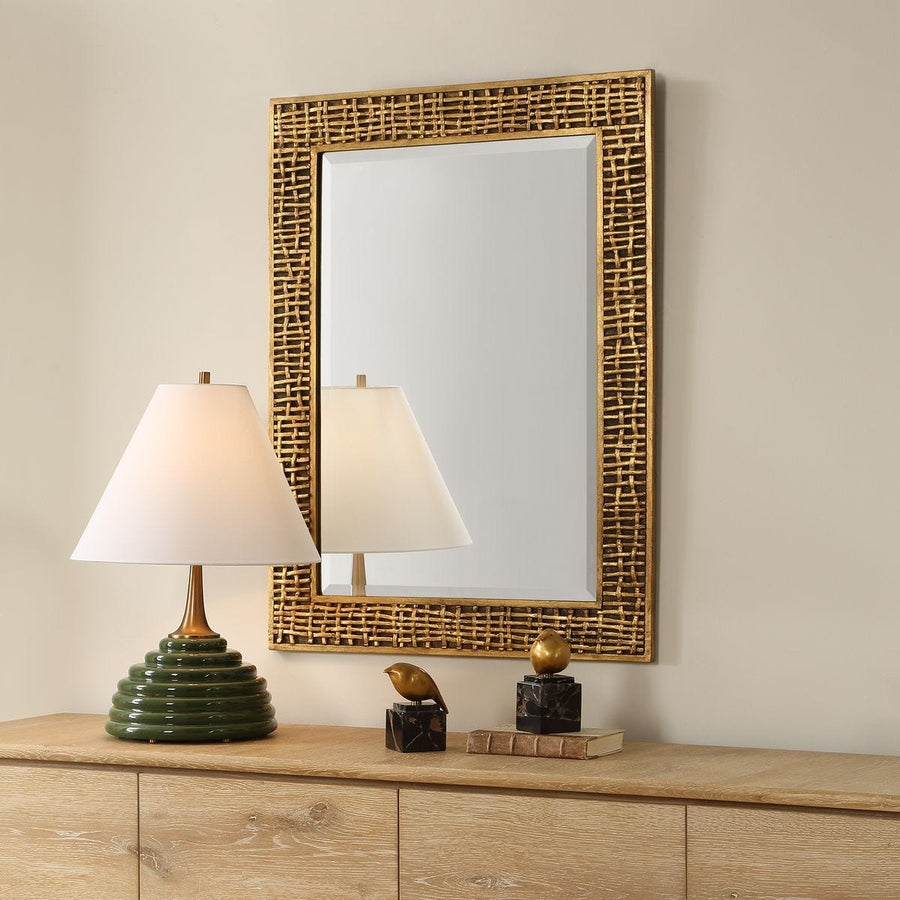 Woven In Time Mirror in Gold